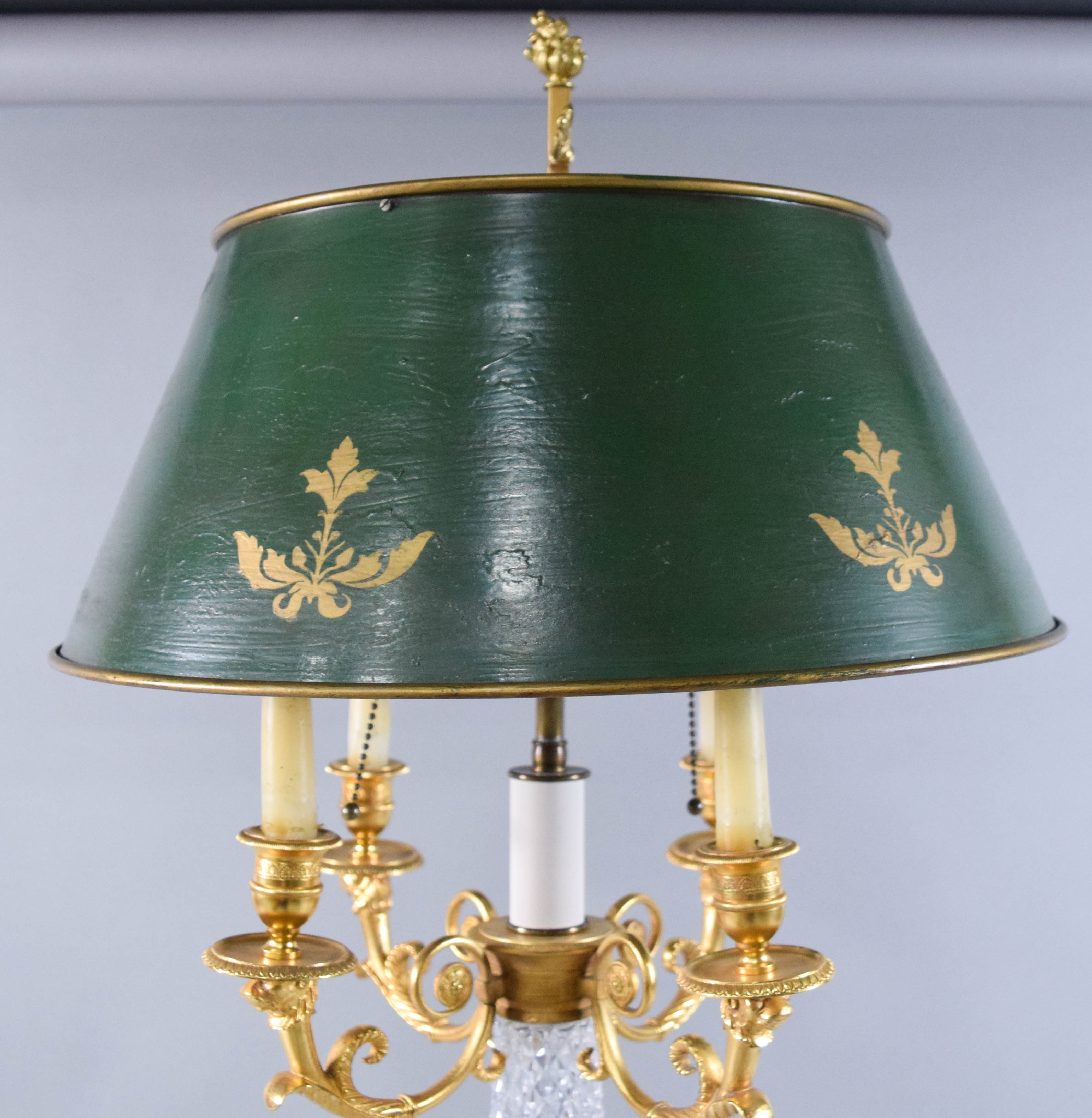 Neoclassical Style Cut Glass Bouillotte Table Lamp