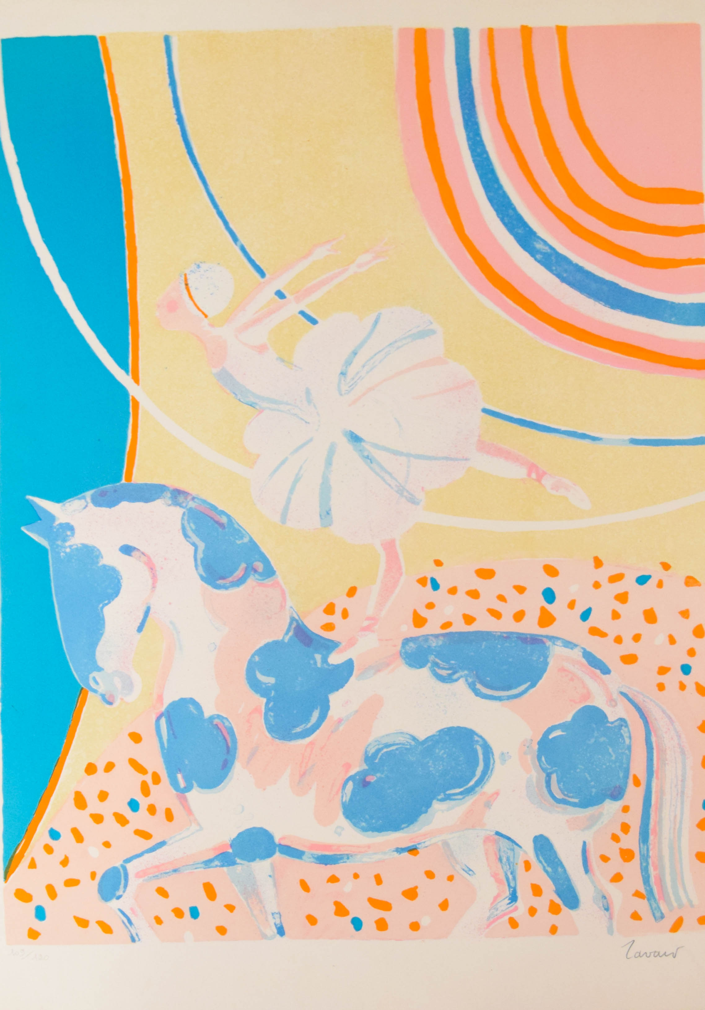 Alberto Zavaro Lithograph Circus Rider