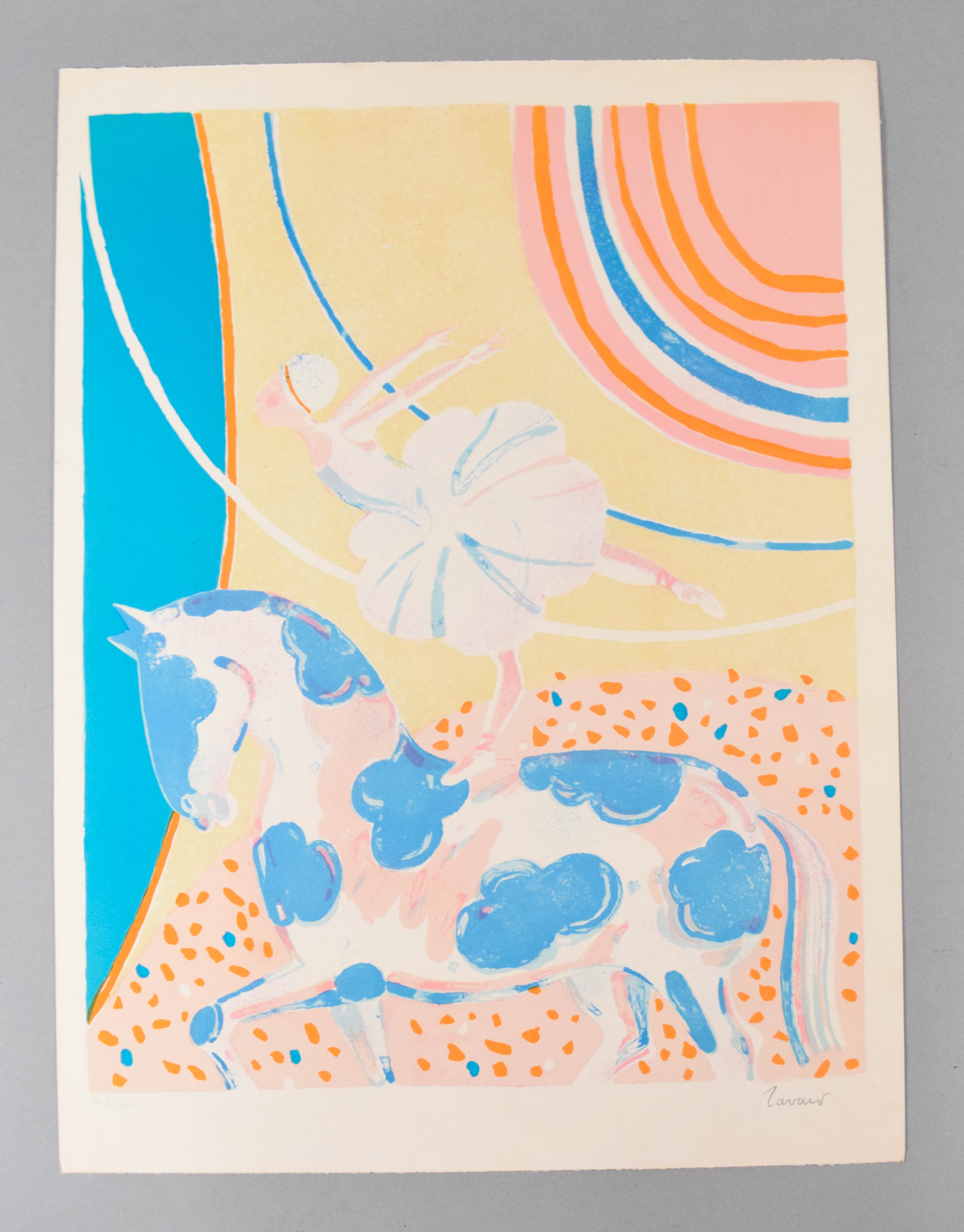 Alberto Zavaro Lithograph Circus Rider