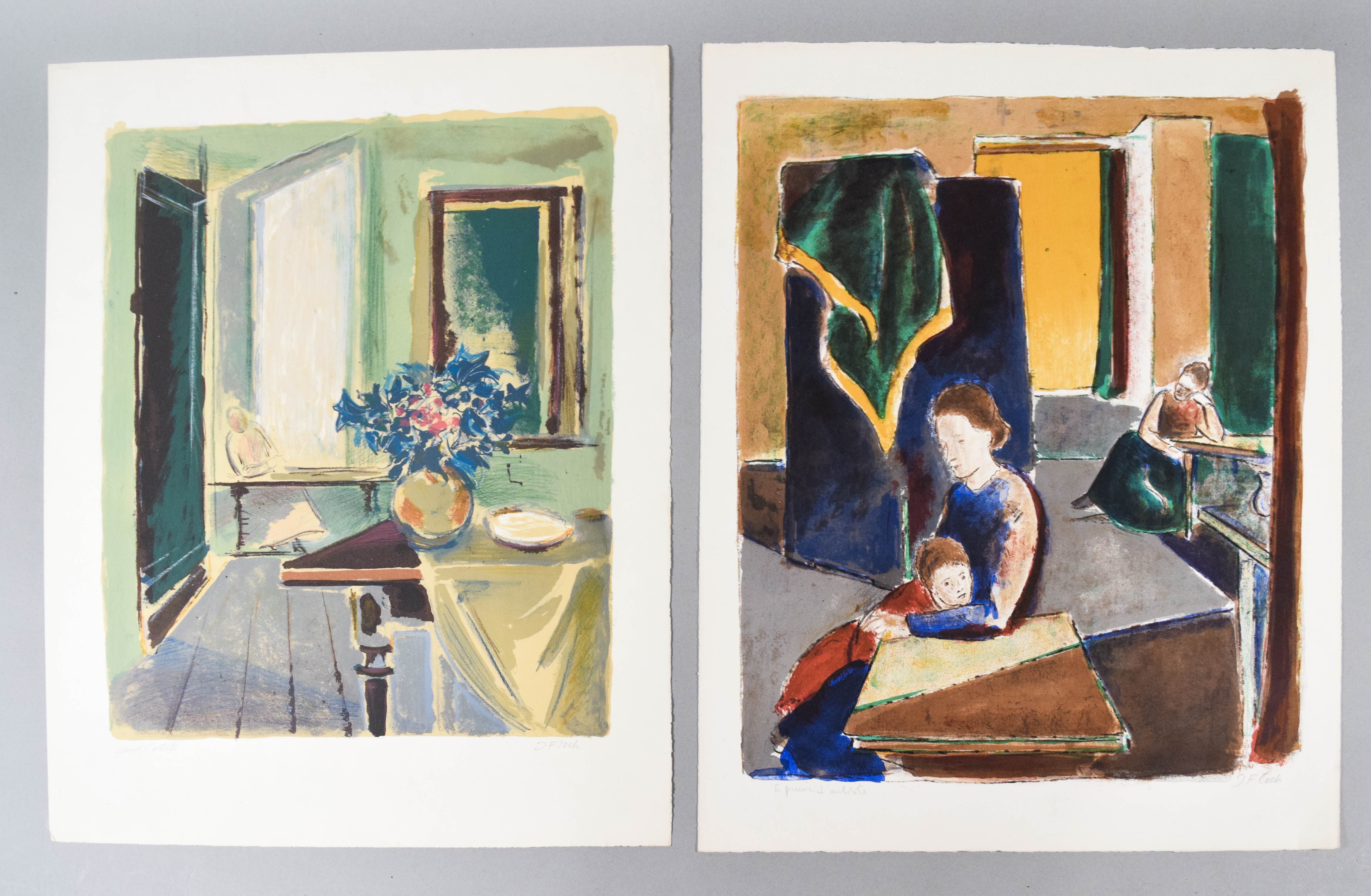 Joseph Floch Two Signed Color Lithographs