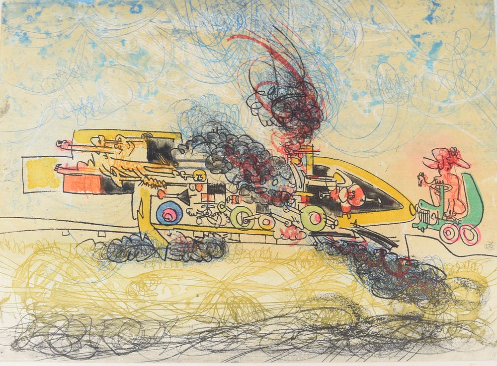 Lot 288: Roberto Matta Etching Les Oh! Tomobiles