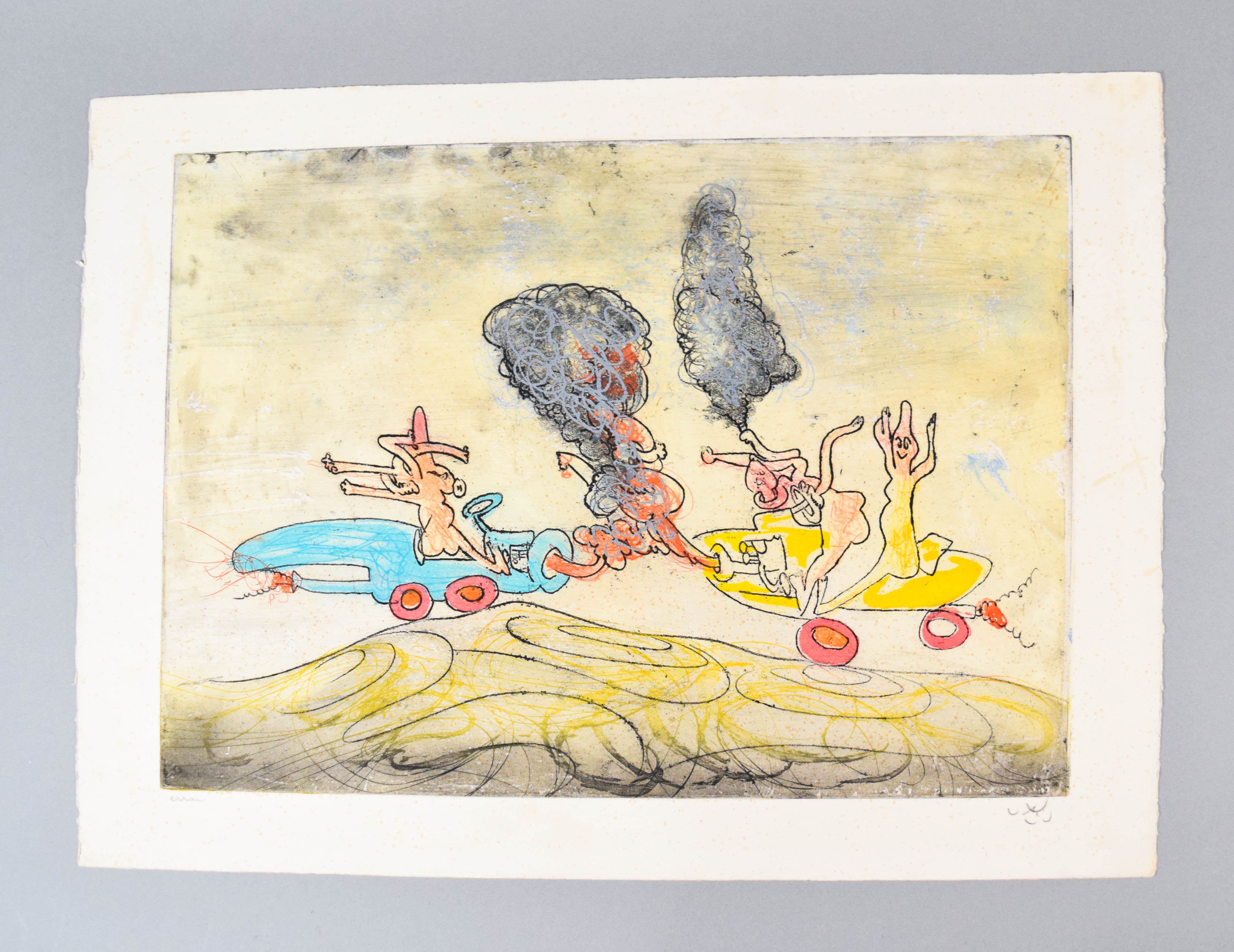 Roberto Matta Etching Les Oh! Tomobiles