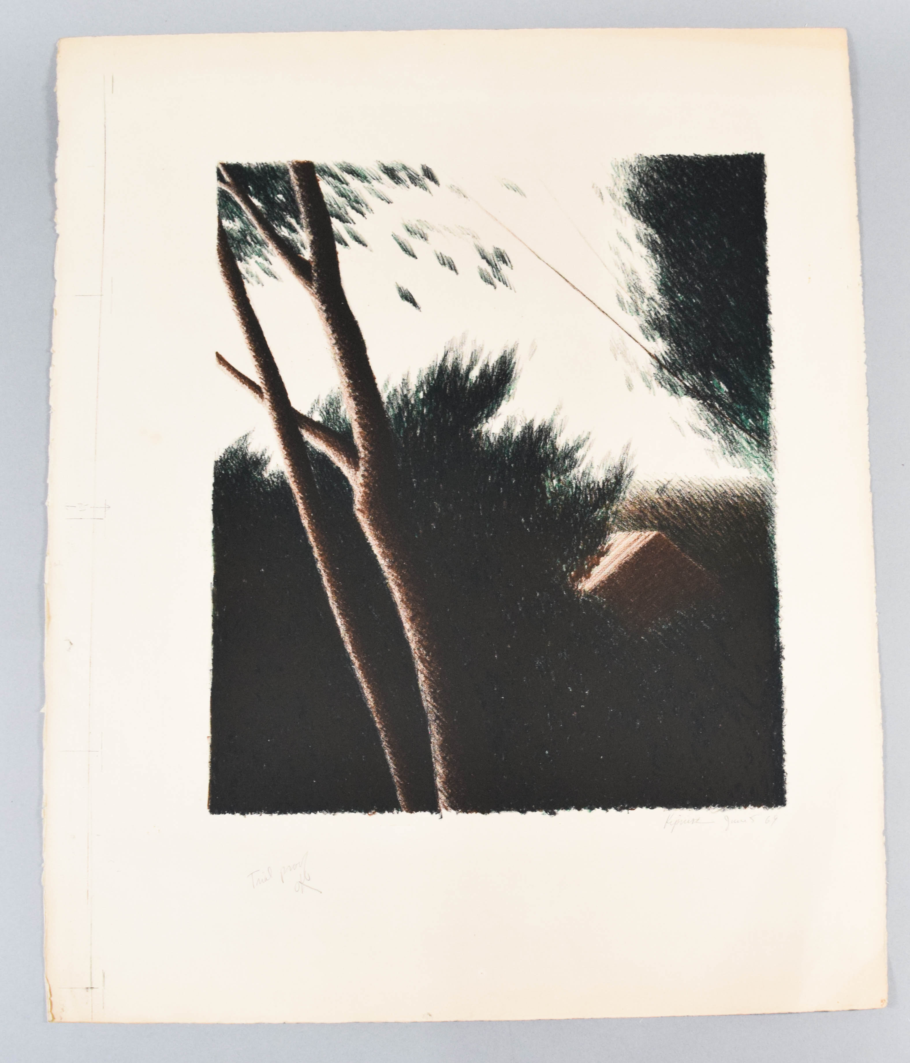 Robert Kipniss Signed Lithograph, Trial Proof, 1969