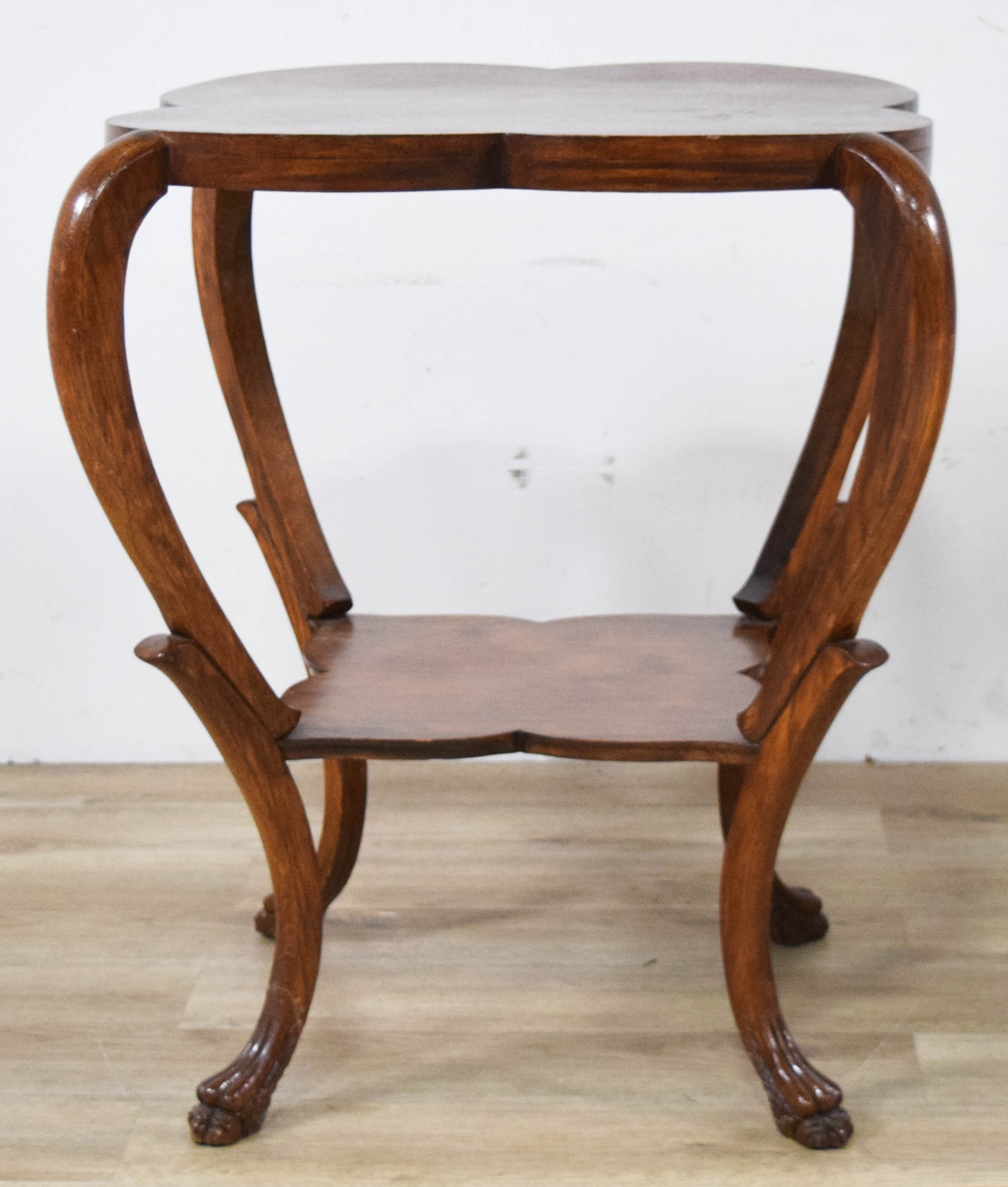 Two Queen Anne Revival Style Oak Side Tables