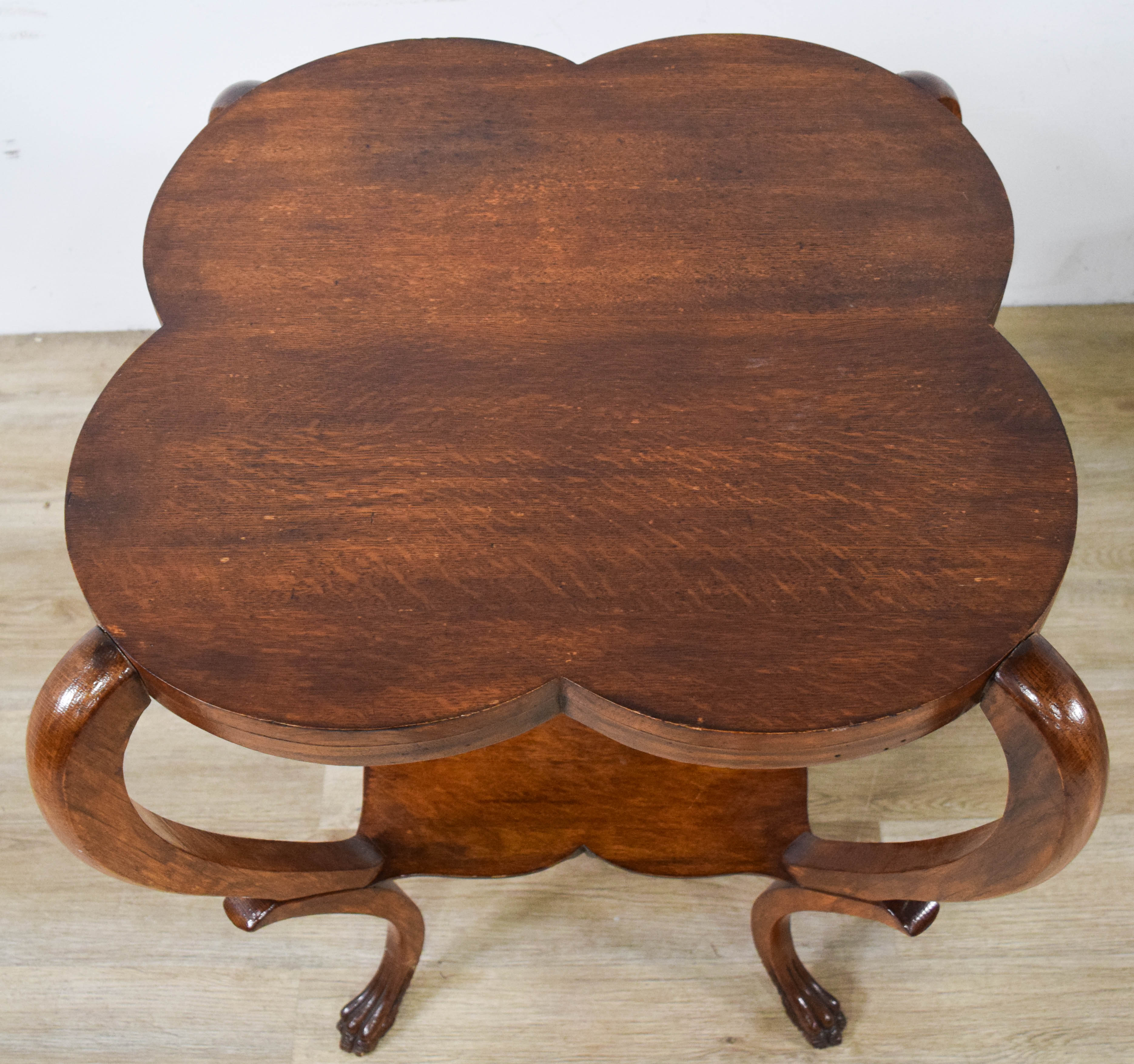 Two Queen Anne Revival Style Oak Side Tables