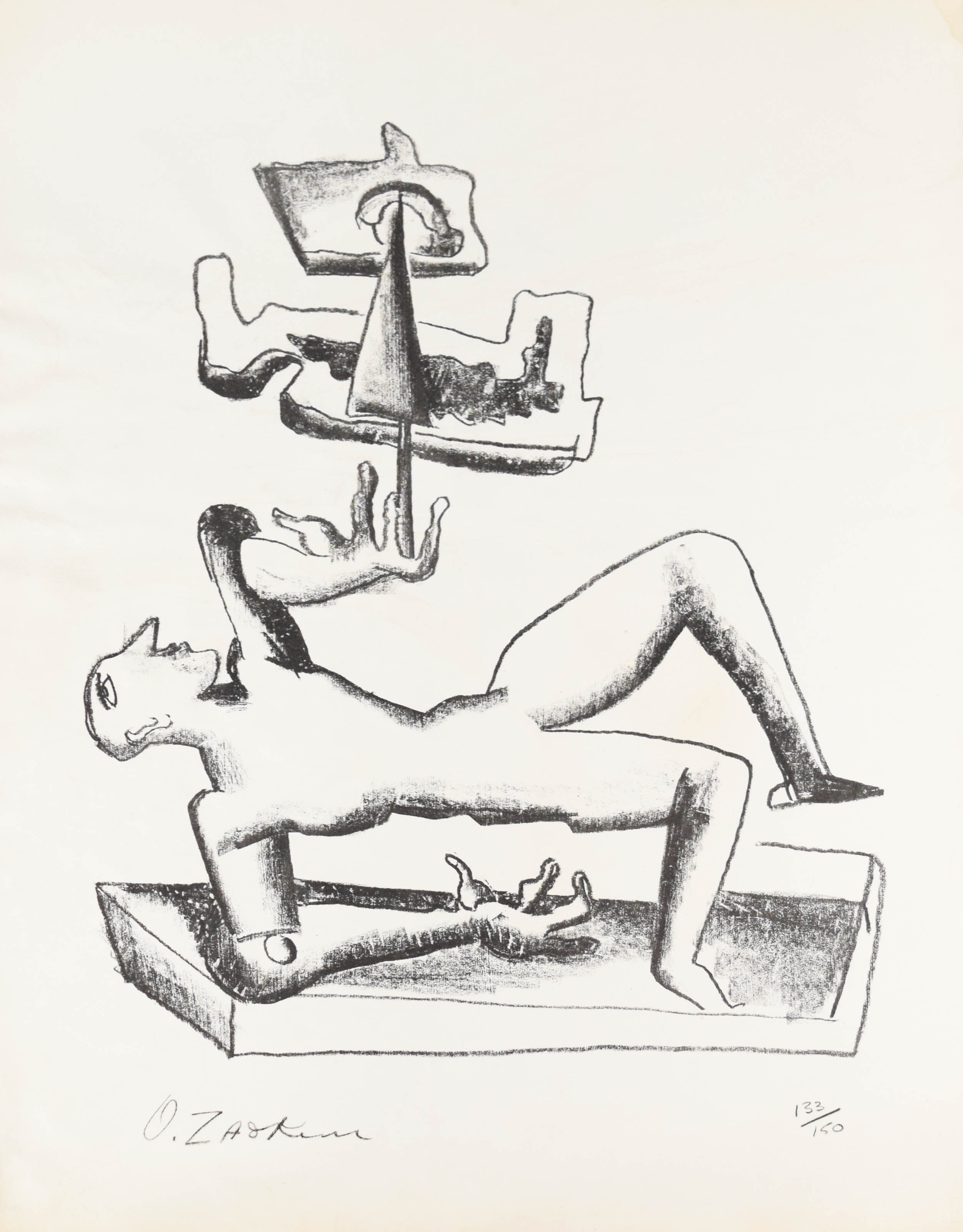 Ossip Zadkine Lithograph Acrobat, 1964