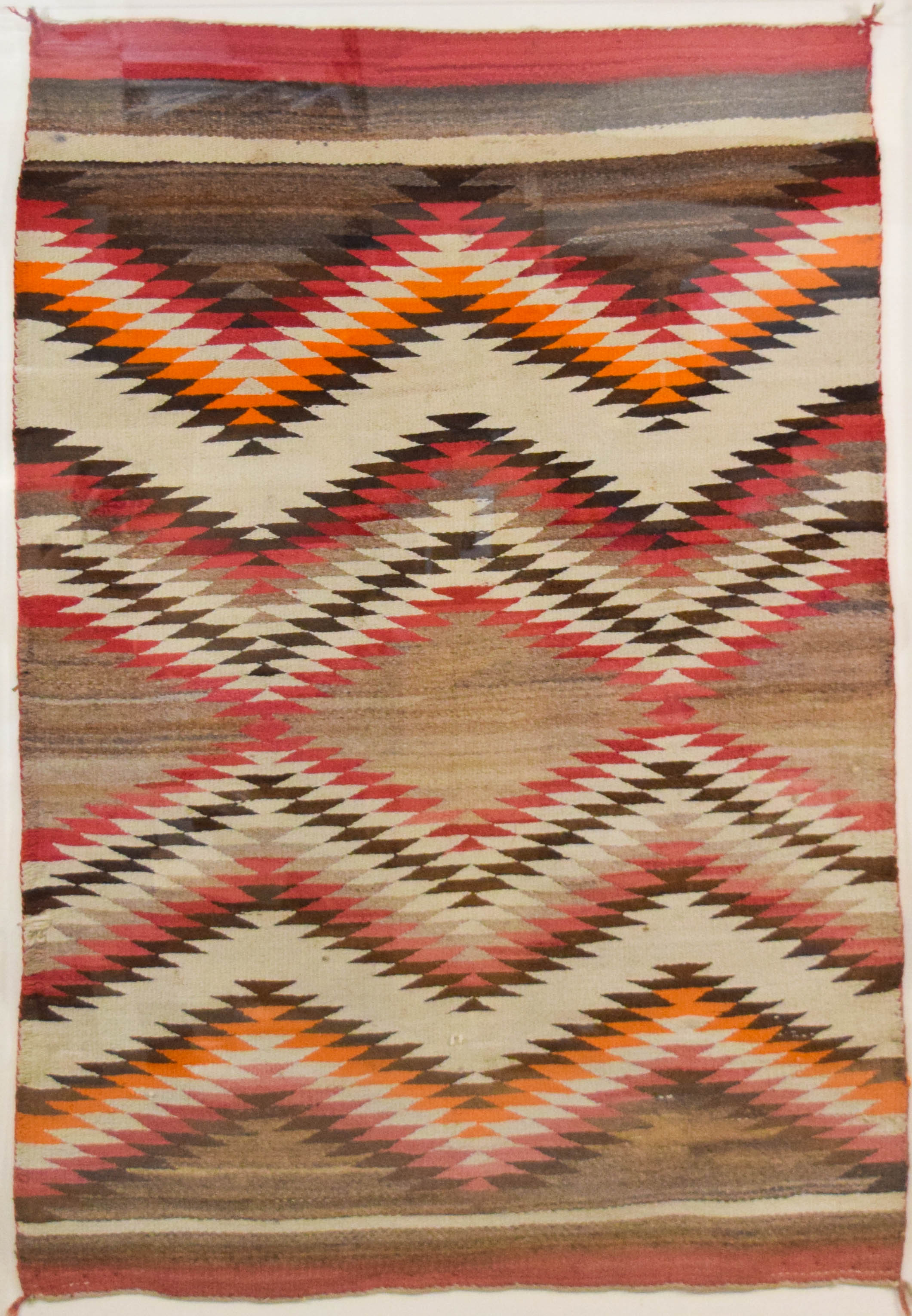 Navajo "Eye Dazzler" Wool Rug in Display Frame