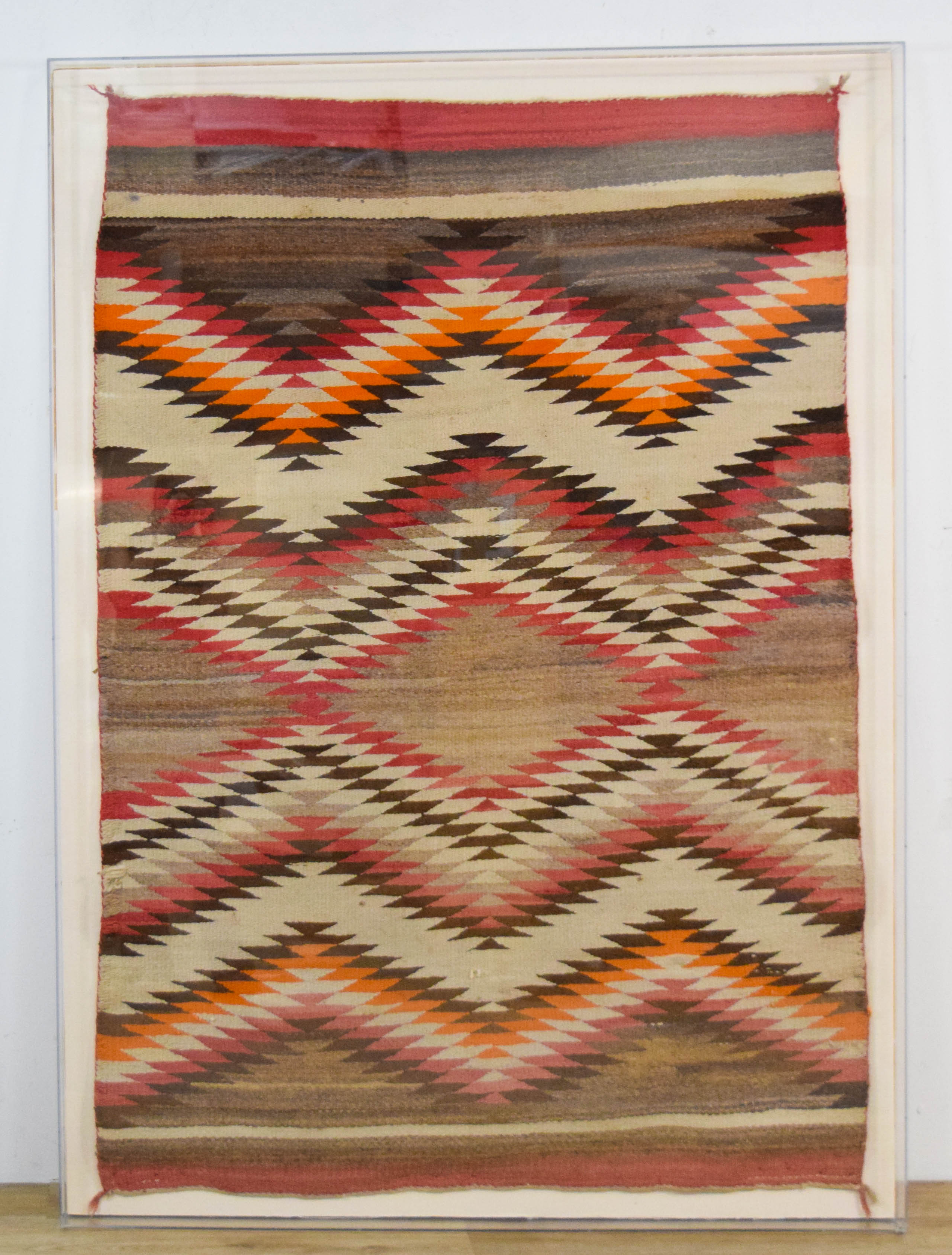 Navajo "Eye Dazzler" Wool Rug in Display Frame