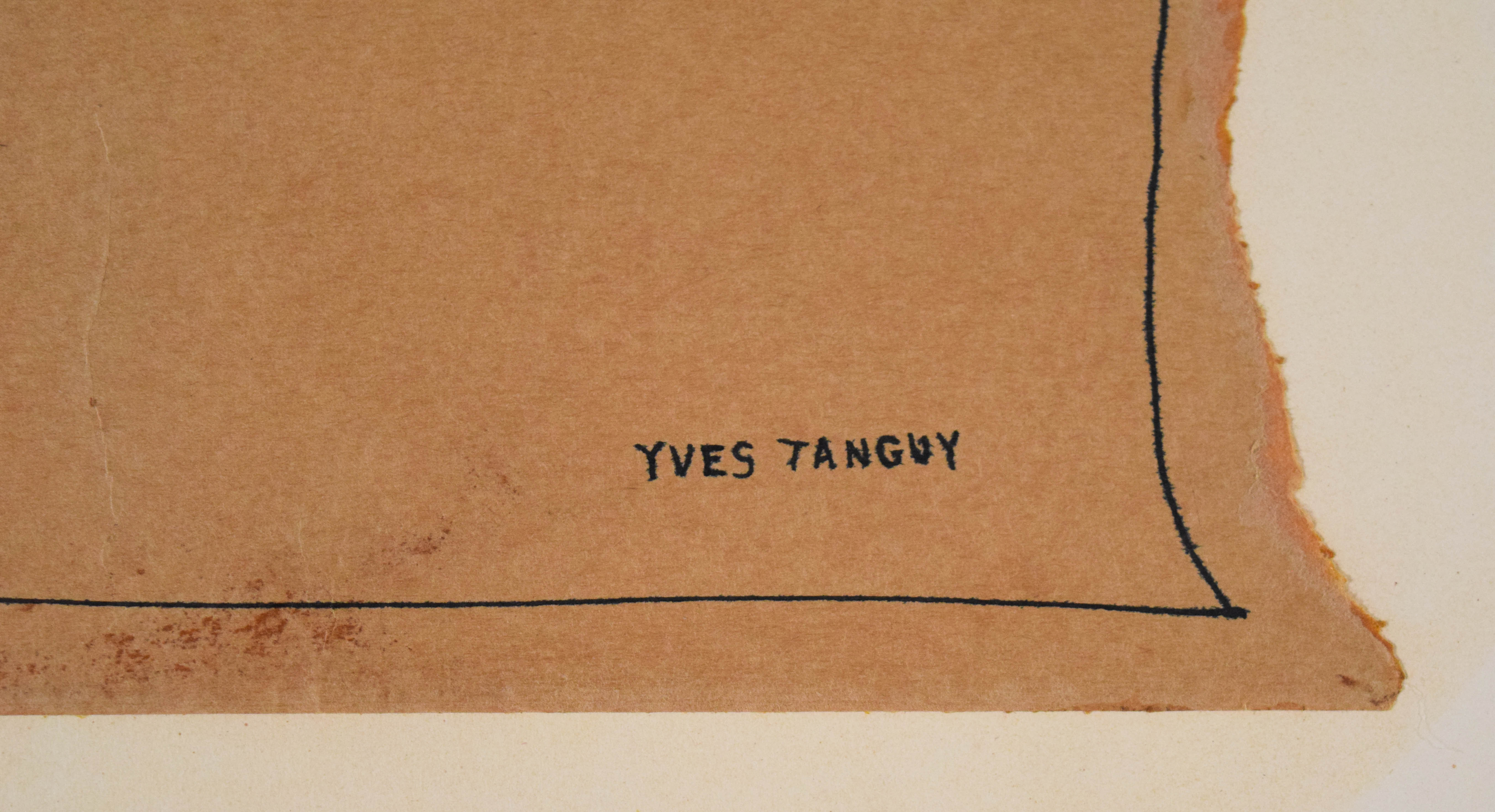 Yves Tanguy Ink Drawing on Paper Abstract Design