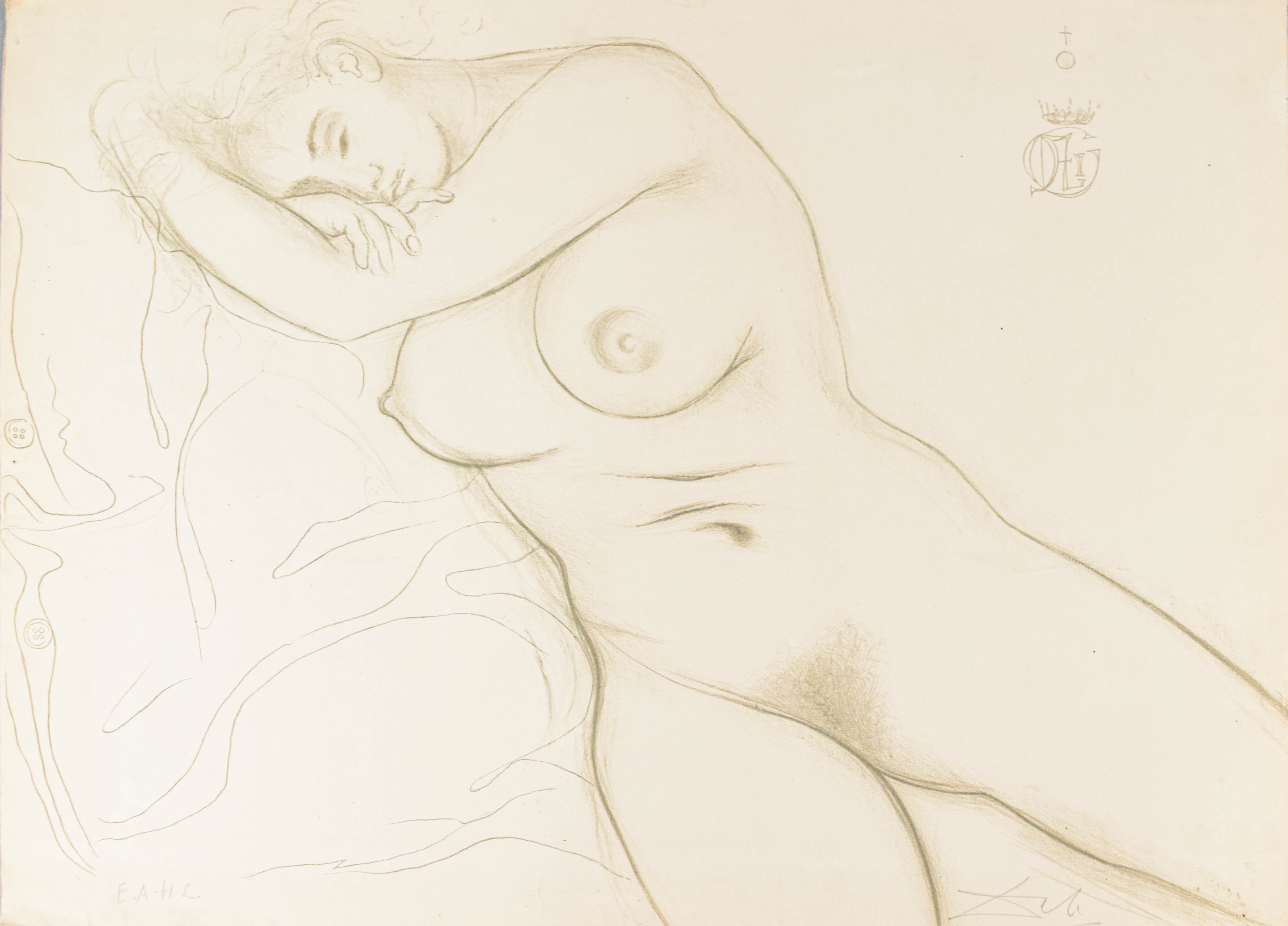 After Salvador Dali Lithograph Sleeping Nude