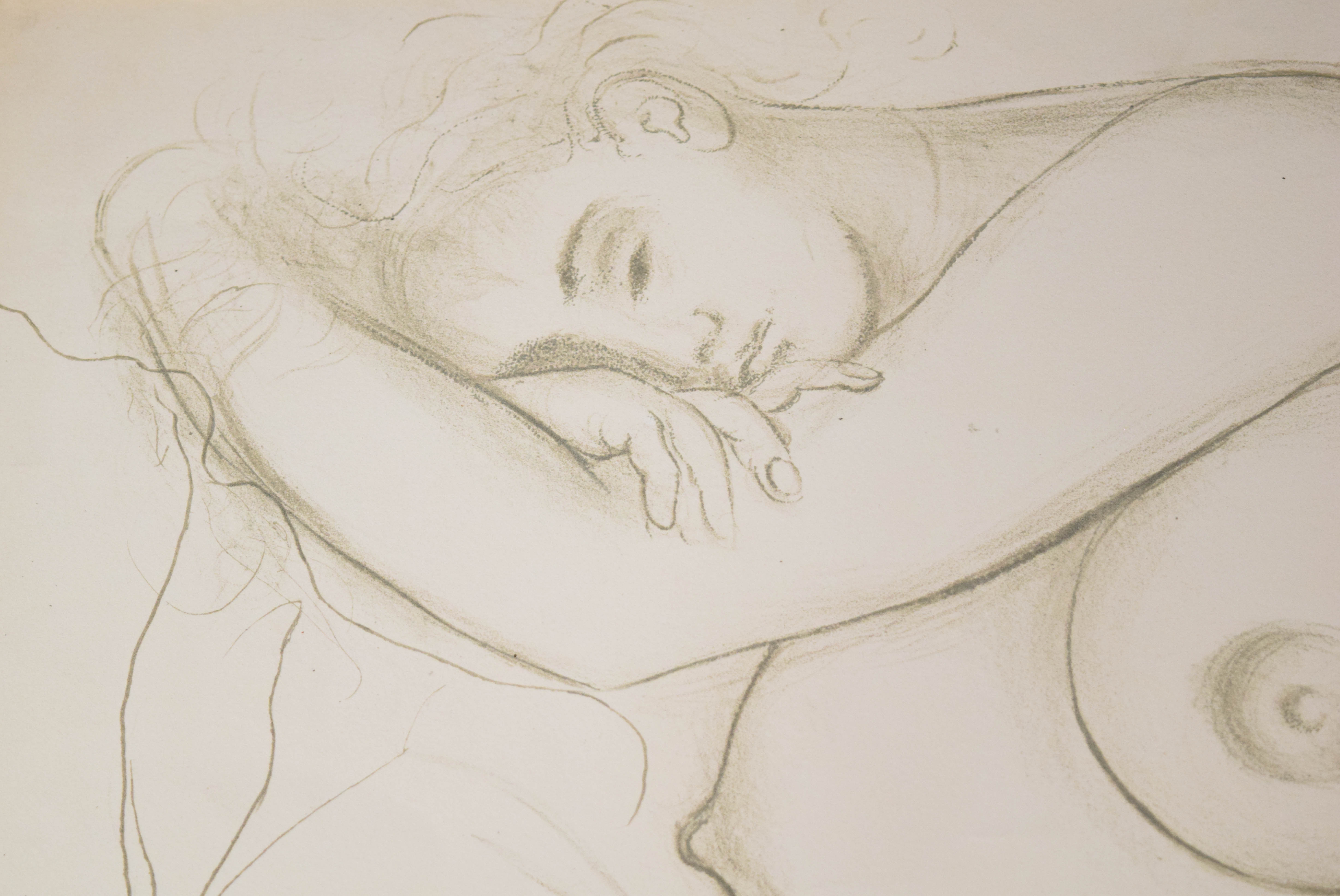 After Salvador Dali Lithograph Sleeping Nude