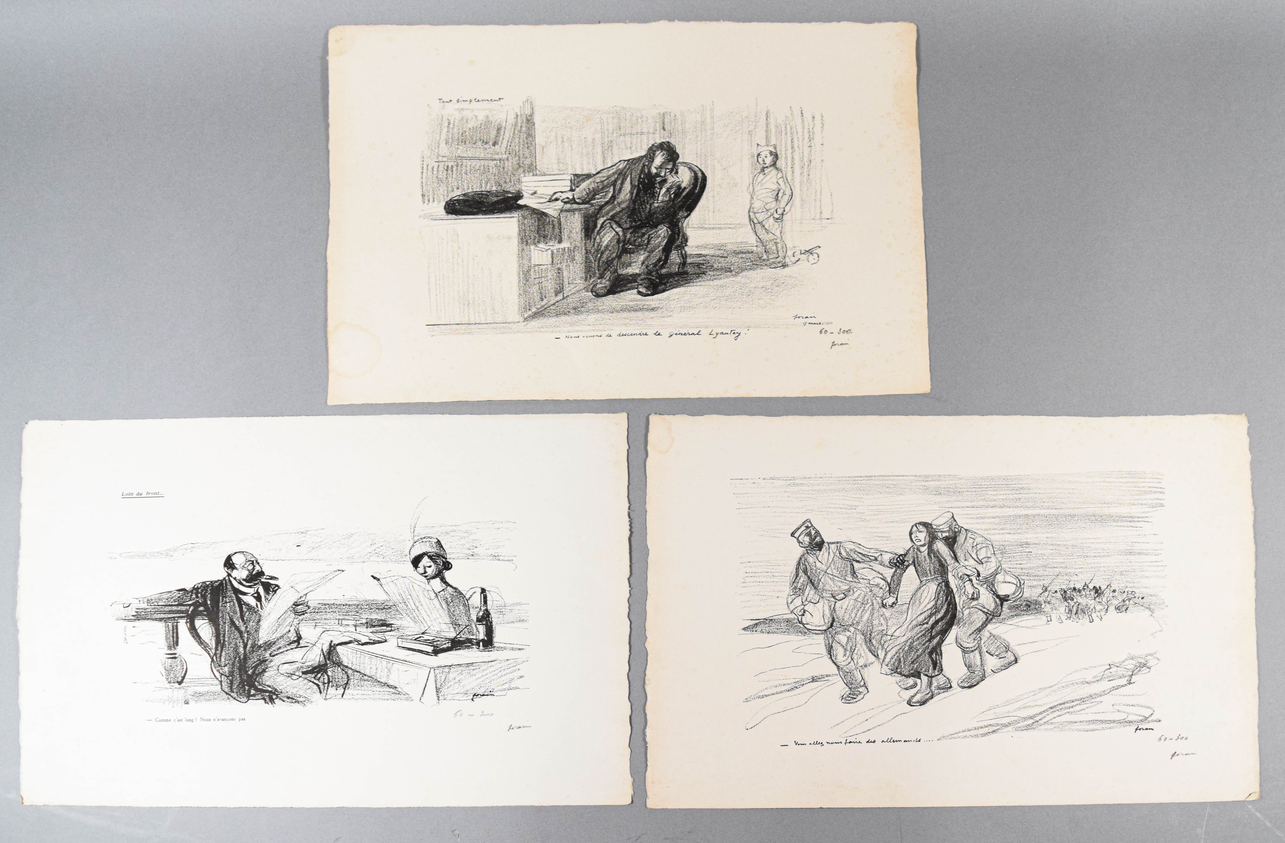 Jean-Louis Forain Group of 3 Satirical WWI Lithographs