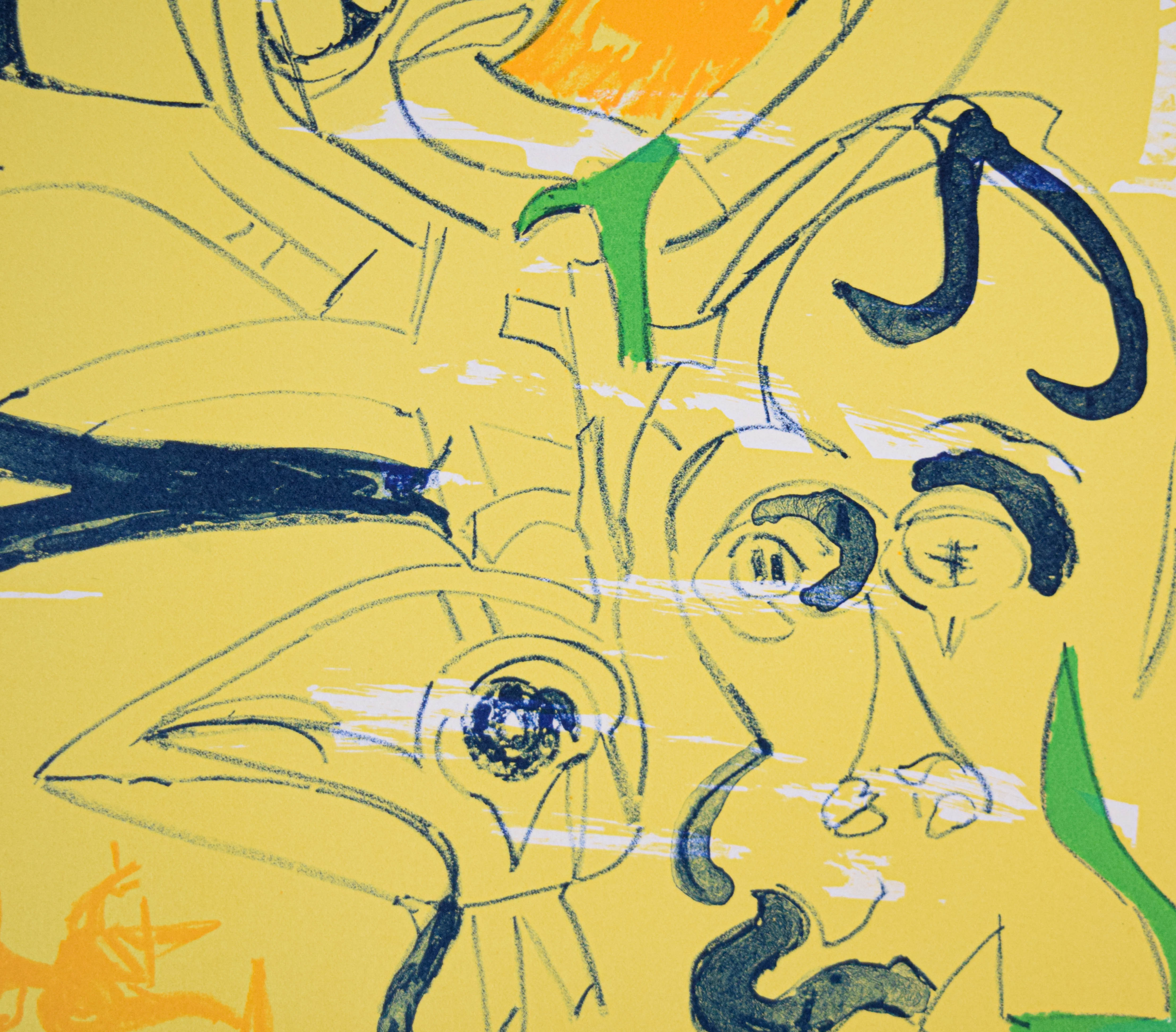 Herbert Gentry Color Lithograph Faced Faces