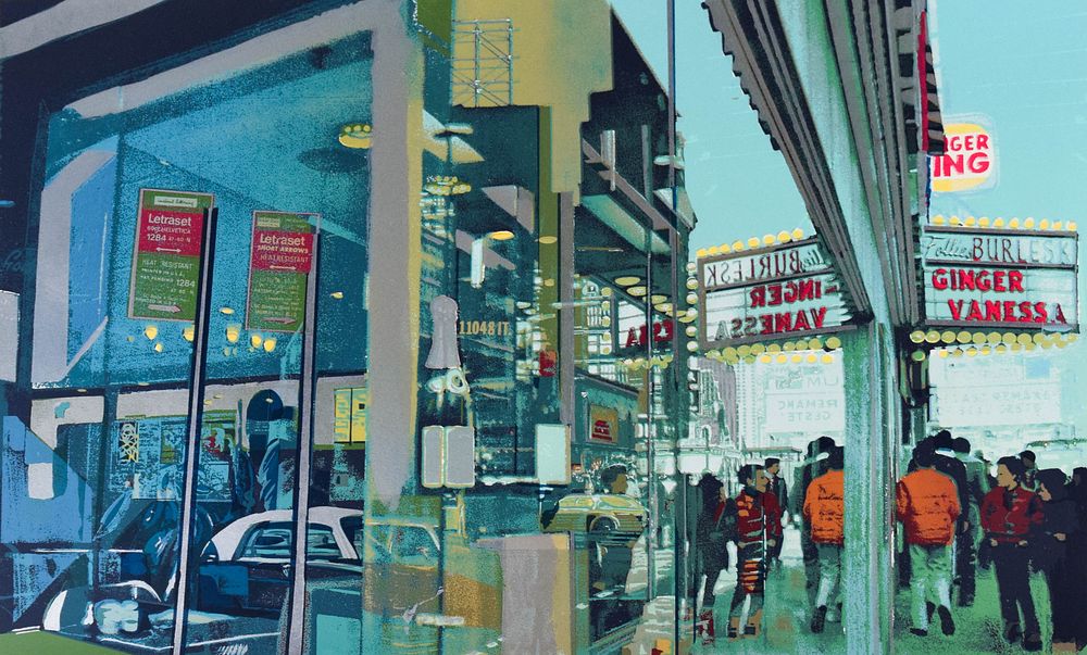 Lot 313: C. J. Yao Serigraph Photorealist City Scene 1980