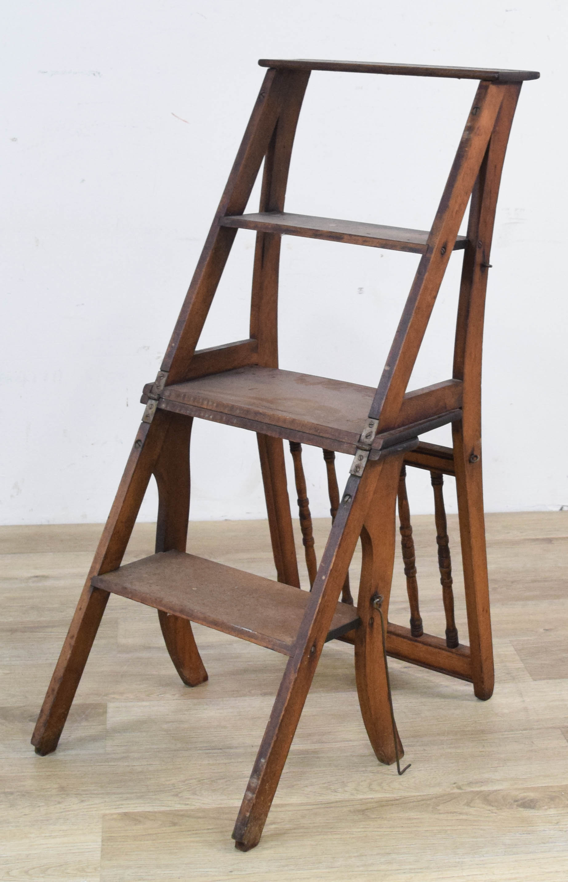 Antique Hardwood Metamorphic Library Step Chair