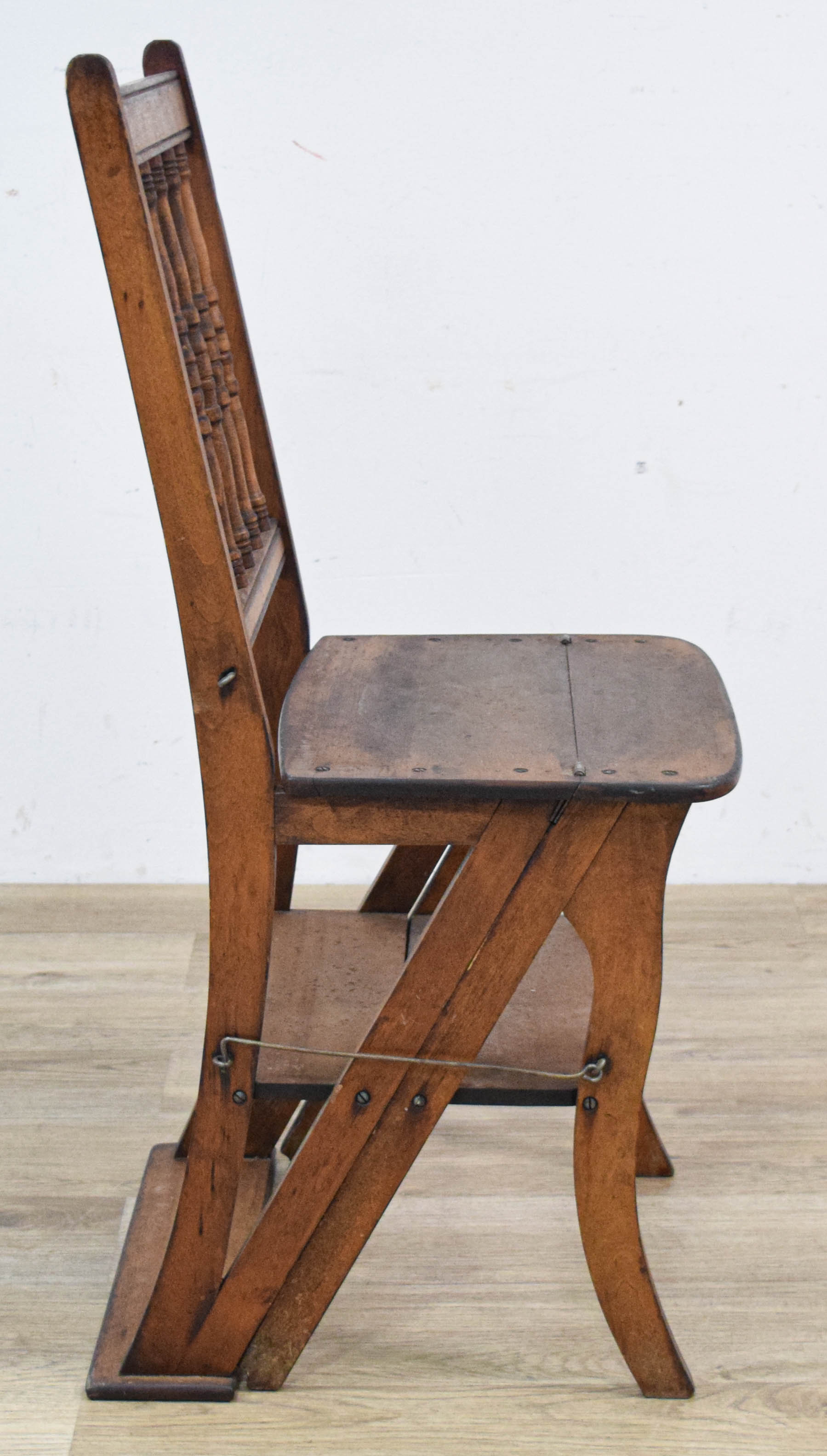 Antique Hardwood Metamorphic Library Step Chair