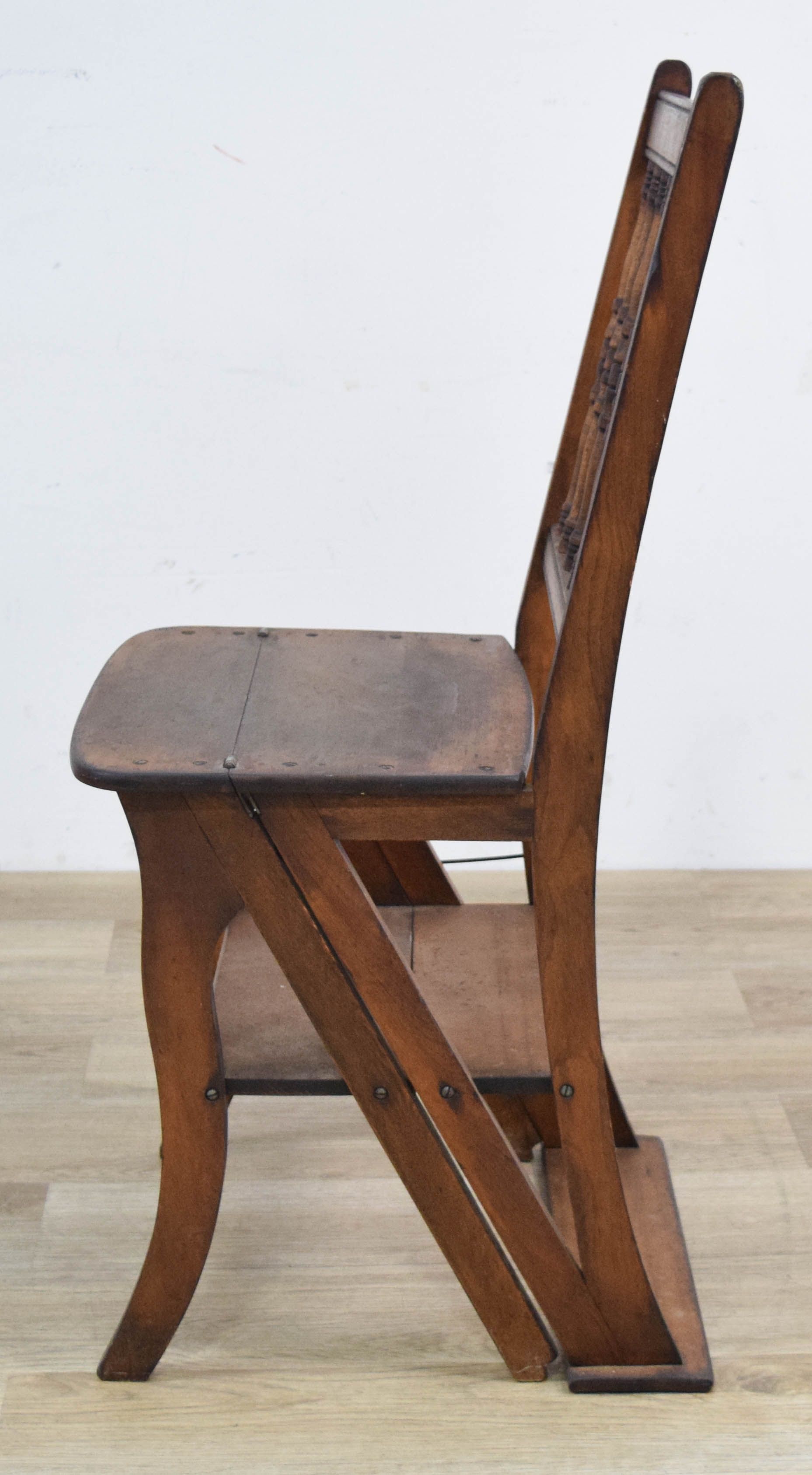 Antique Hardwood Metamorphic Library Step Chair