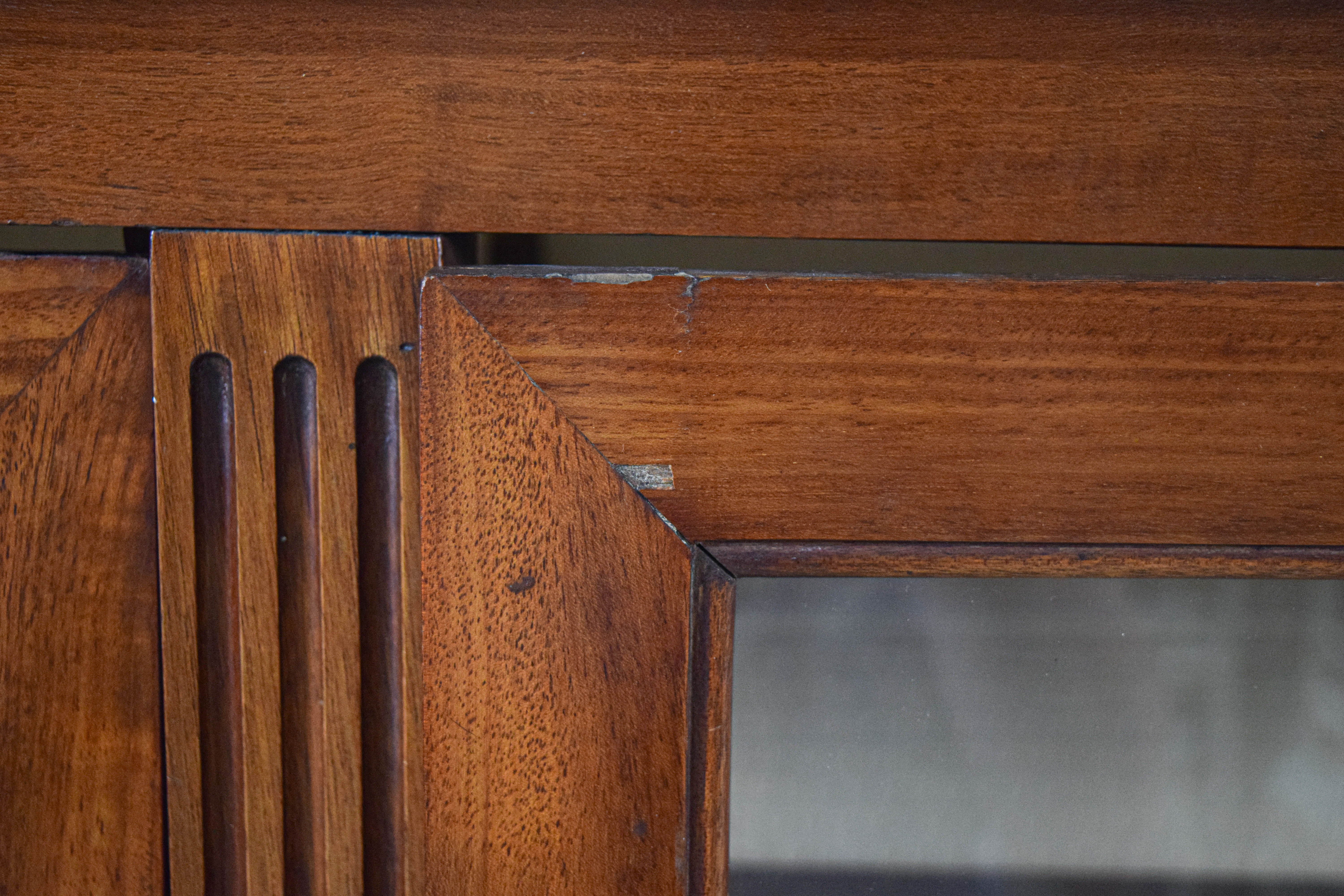 Louis XVI Style Three-Door Bookcase with Marble Top