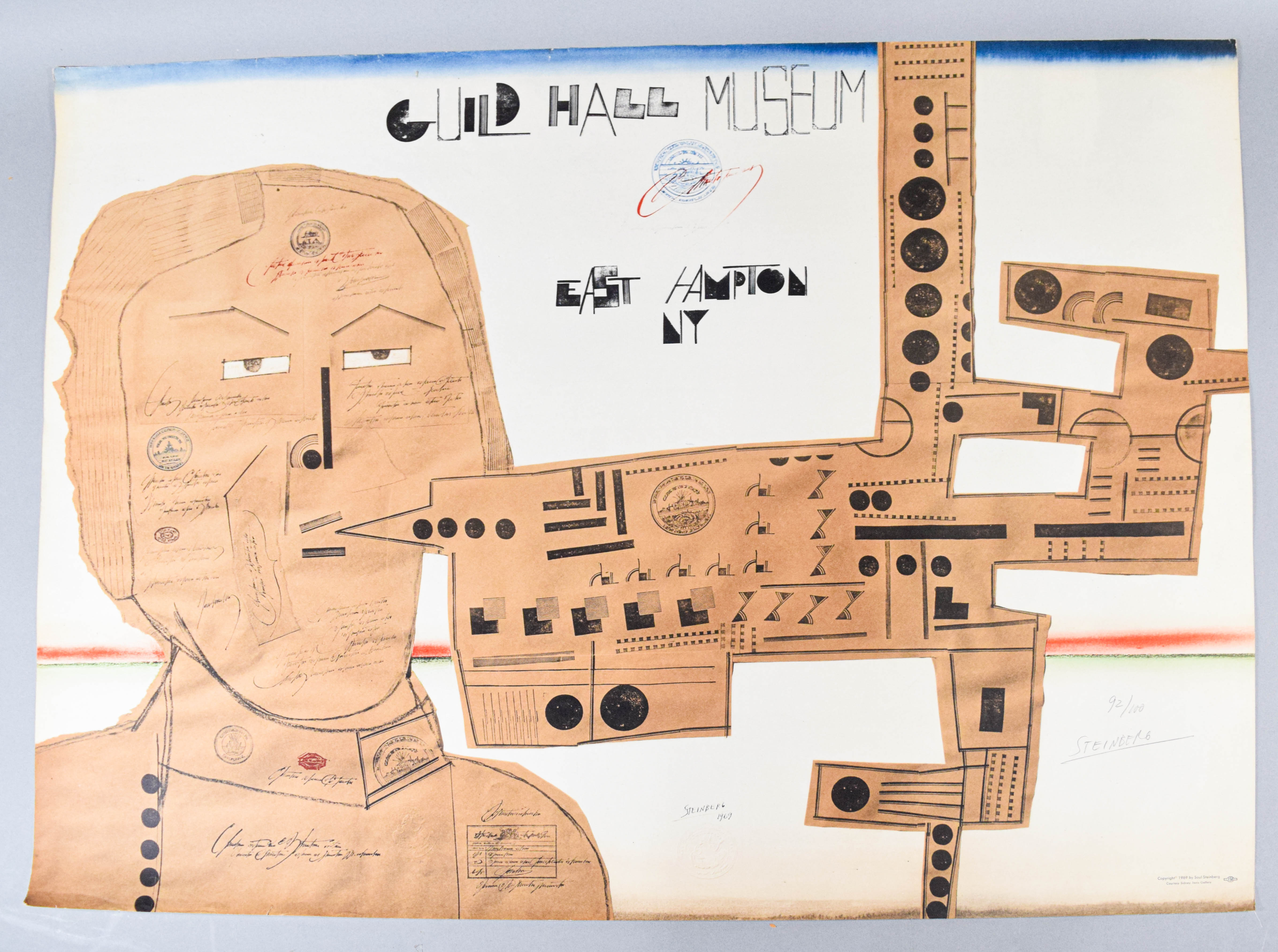 Saul Steinberg Lithograph Guild Hall Museum, 1969
