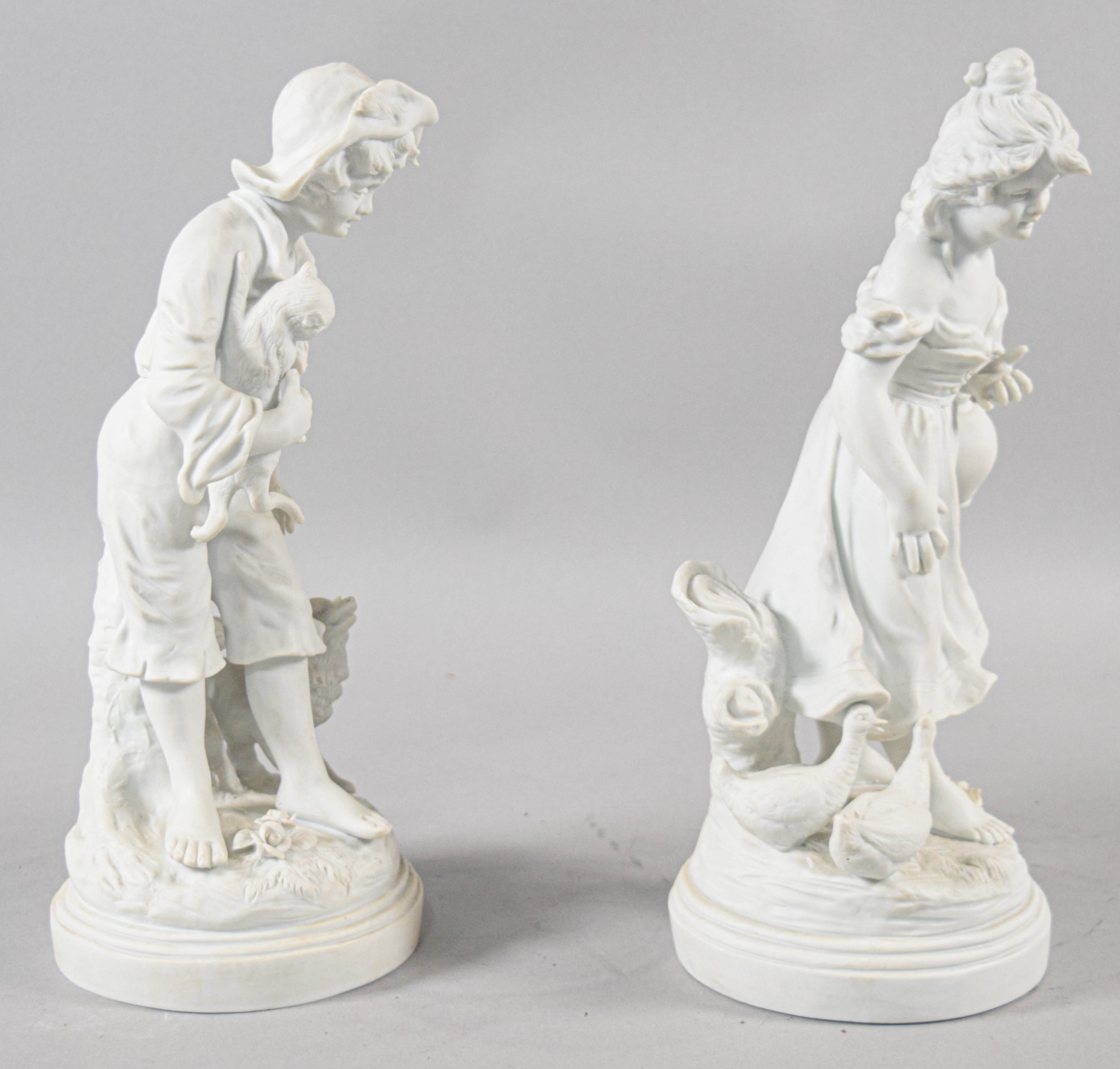 Pair of French Bisque Porcelain Figurines After F. Kessler