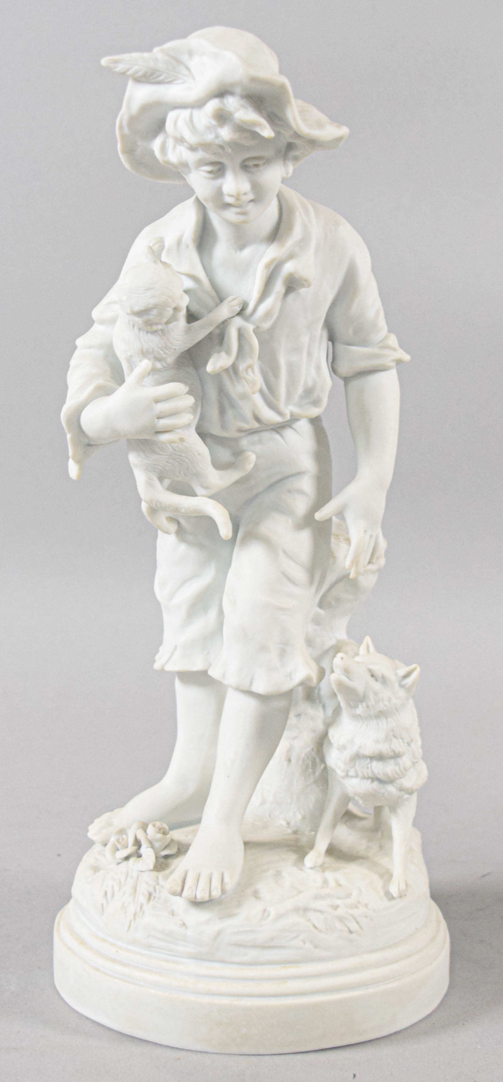 Pair of French Bisque Porcelain Figurines After F. Kessler