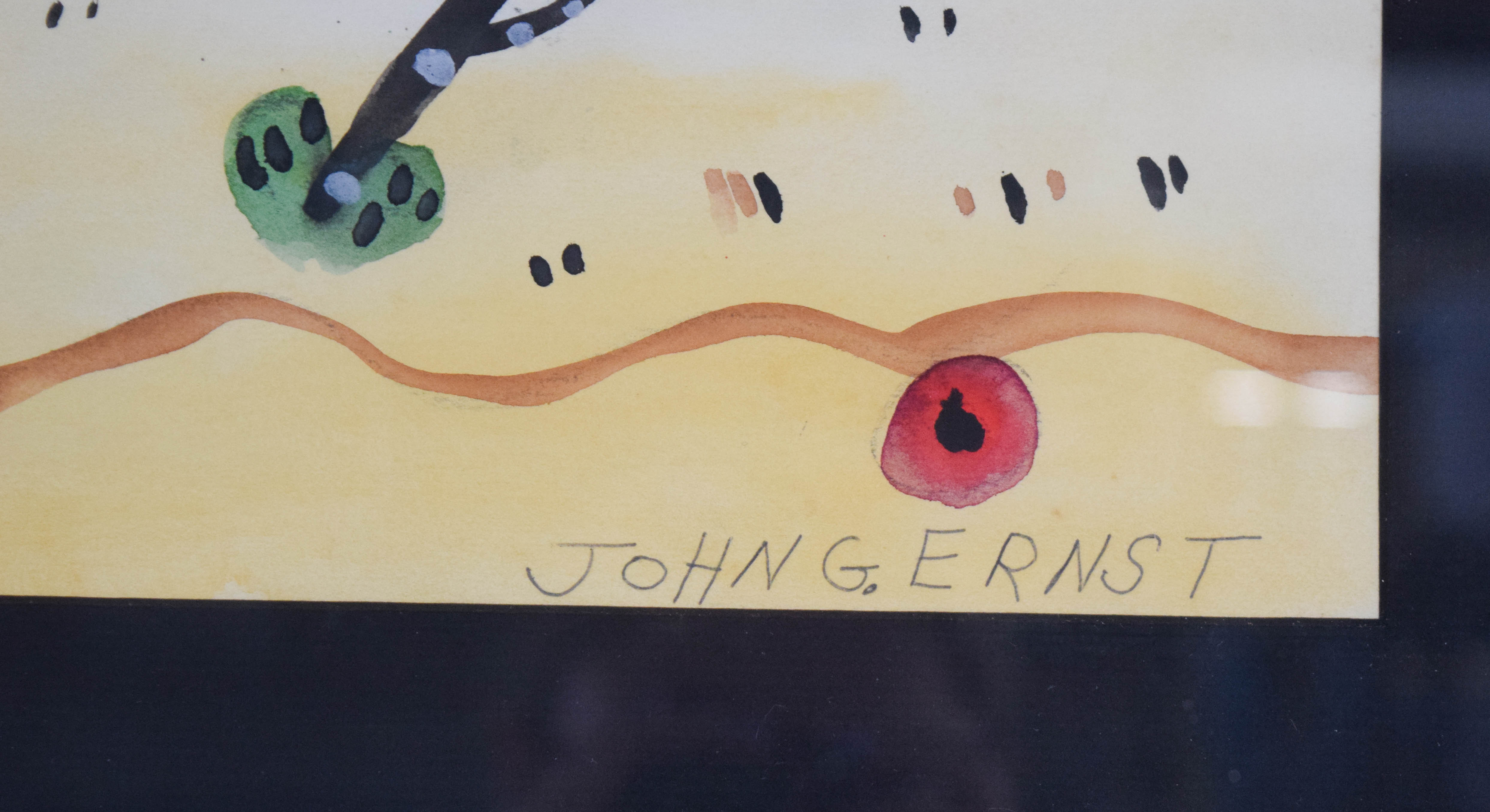 John G. Ernst Watercolor and Ink Southwestern Landscape