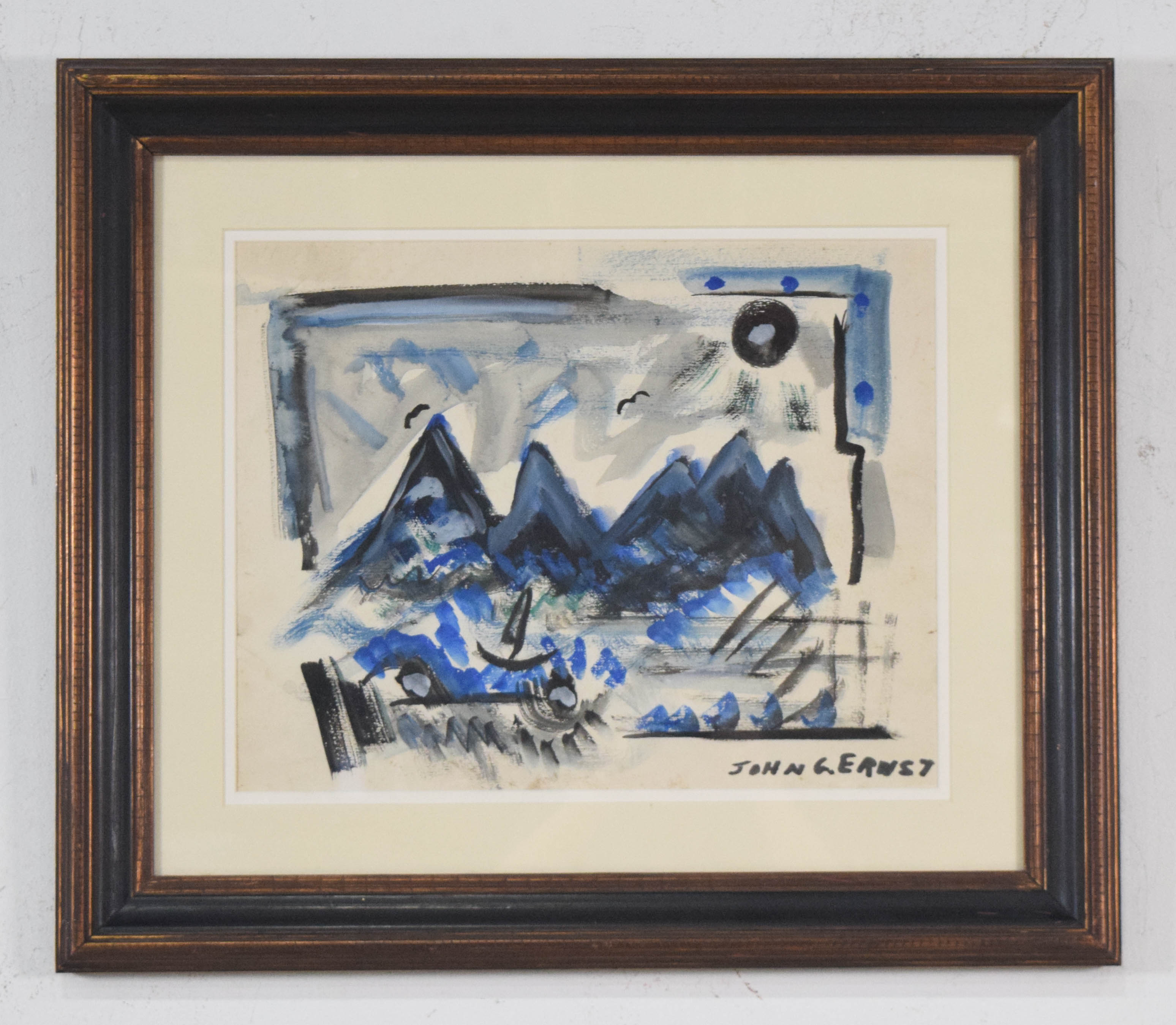 John G. Ernst Watercolor and Gouache Modernist Mountain Landscape