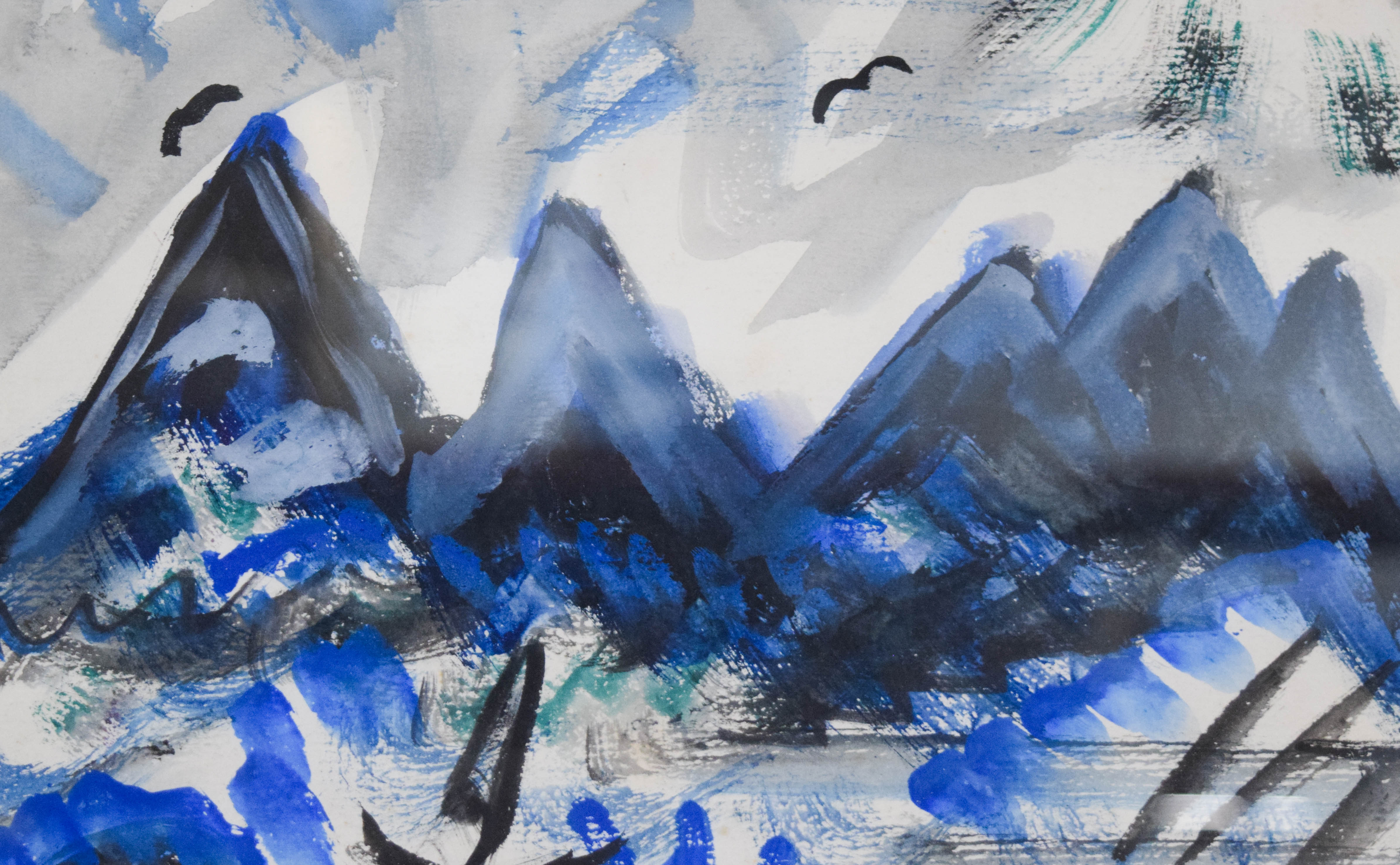 John G. Ernst Watercolor and Gouache Modernist Mountain Landscape