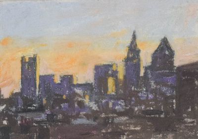 Richard Segalman Pastel New York City Skyline. Richard Segalman (American, 1934-2021). This 