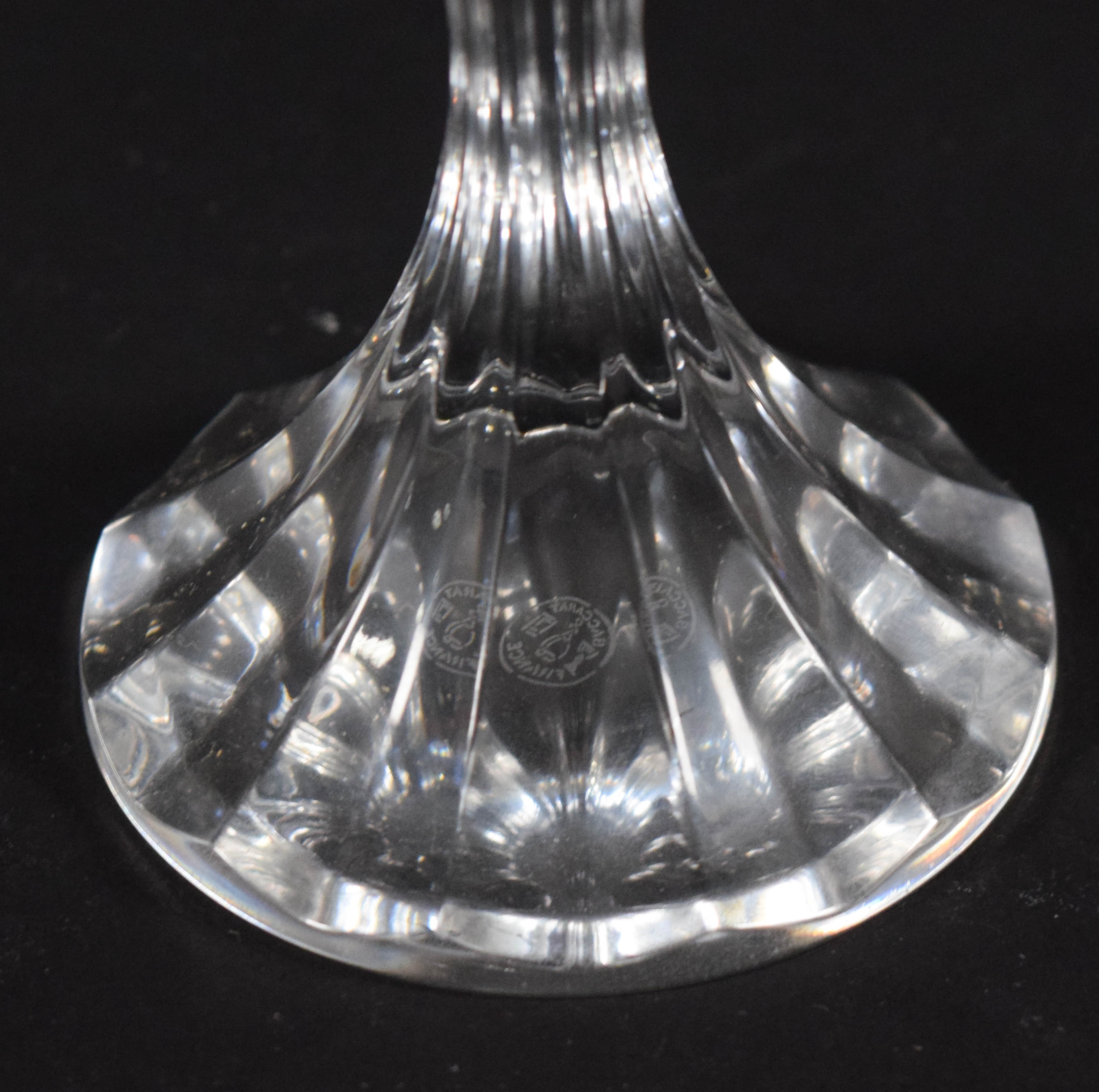 A Set of Twelve Baccarat D'Assas Pattern Crystal Champagne Flutes