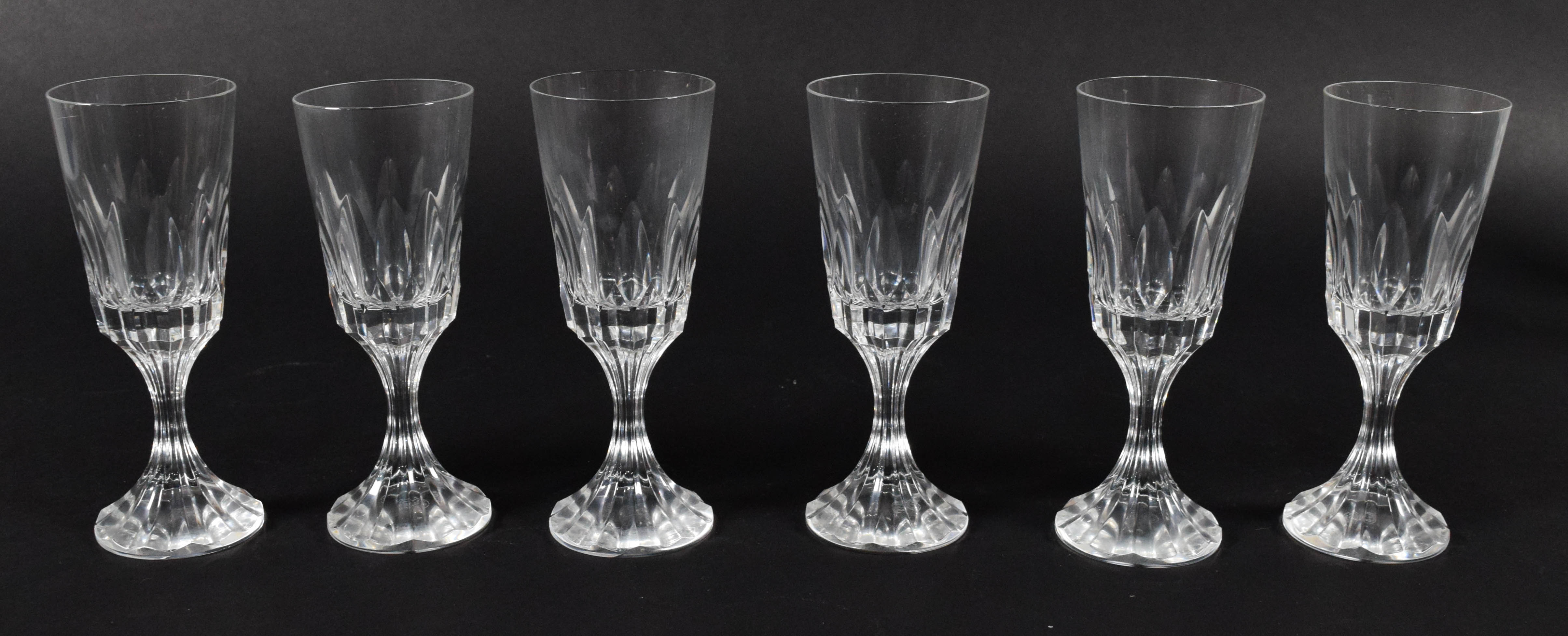 A Set of 12 Baccarat Crystal Stemware Glasses in the D'Assas Pattern
