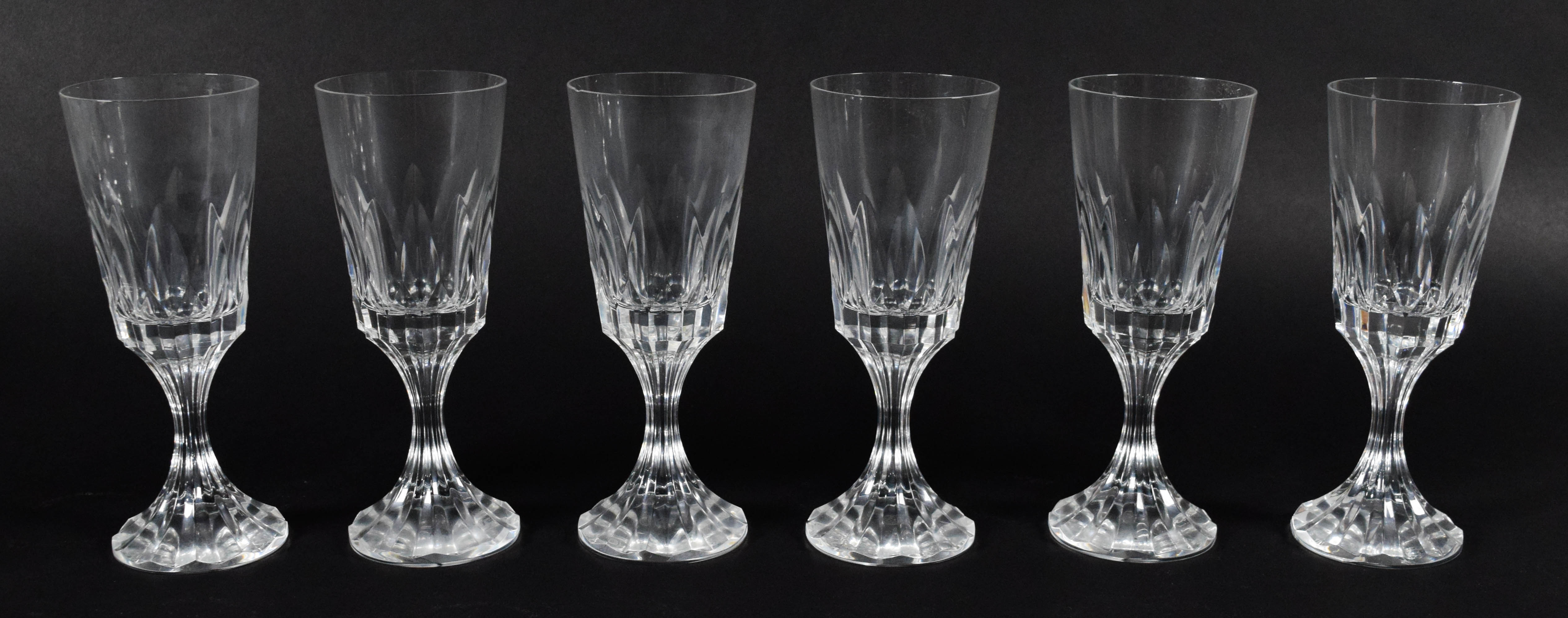 A Set of 12 Baccarat D'Assas Pattern Cut Crystal Stemware