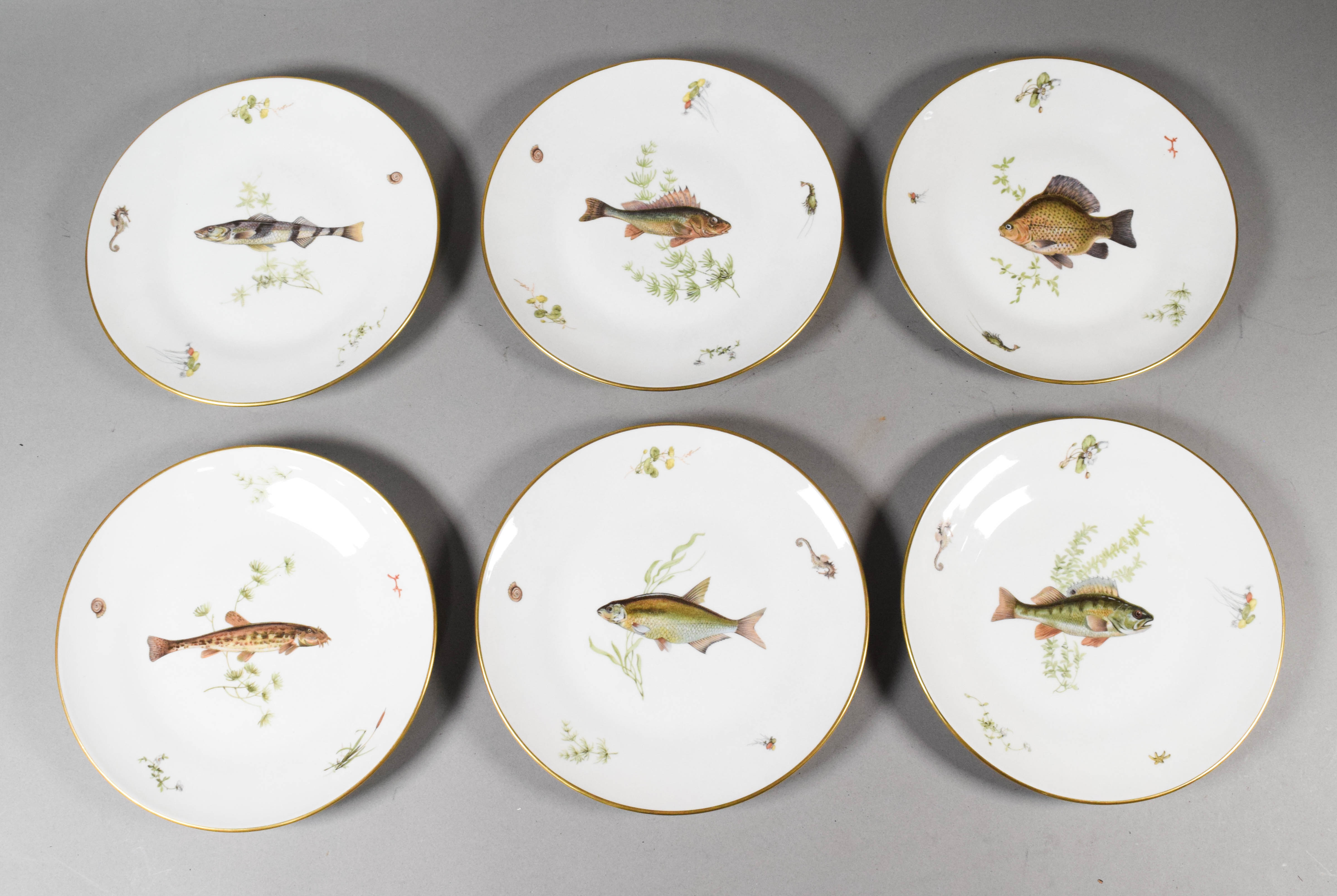 6 Richard Ginori Manifattura di Doccia Porcelain Fish Plates