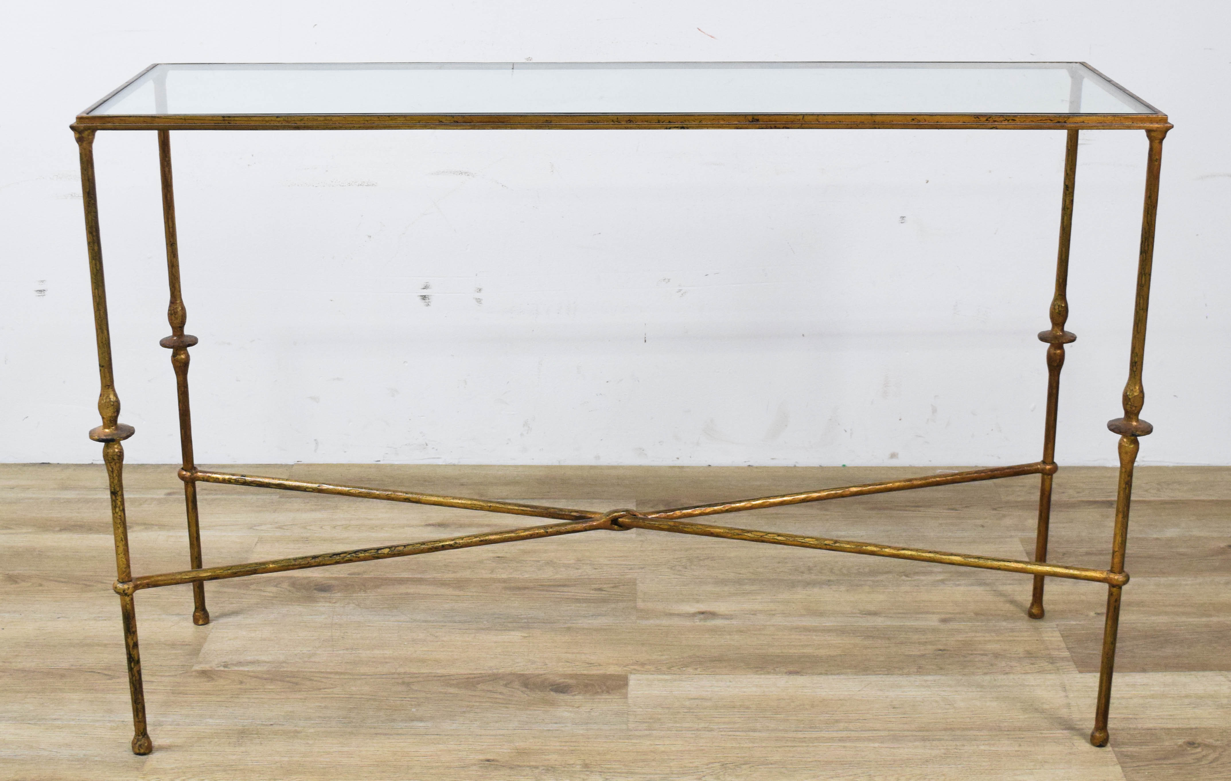 Glass Top Gilt Metal Console Table