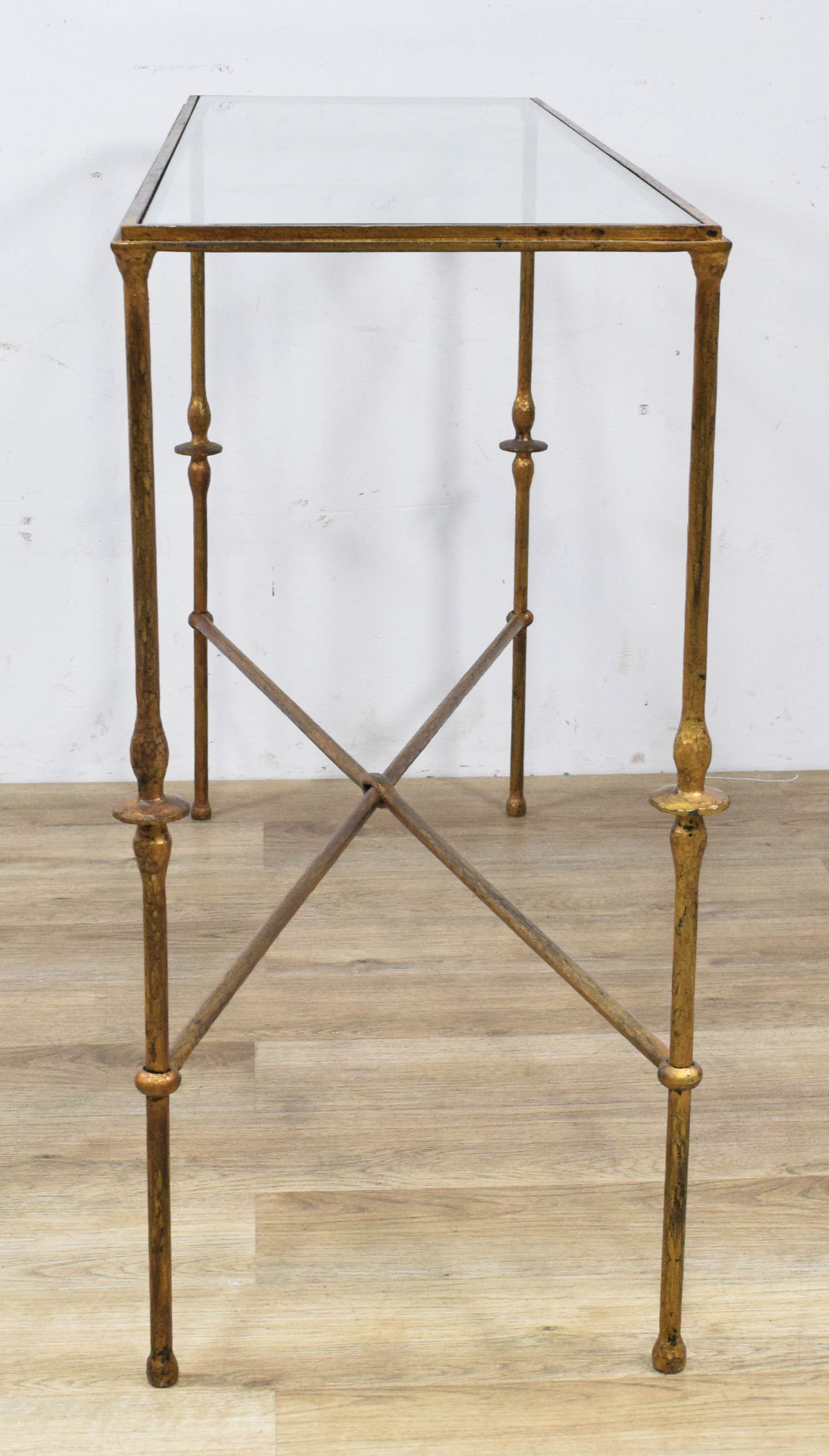 Glass Top Gilt Metal Console Table