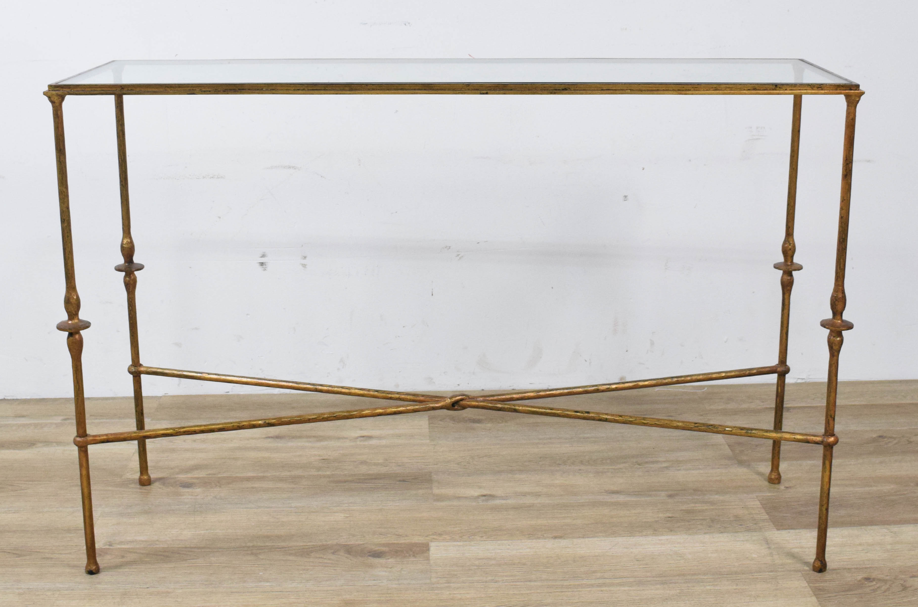Glass Top Gilt Metal Console Table
