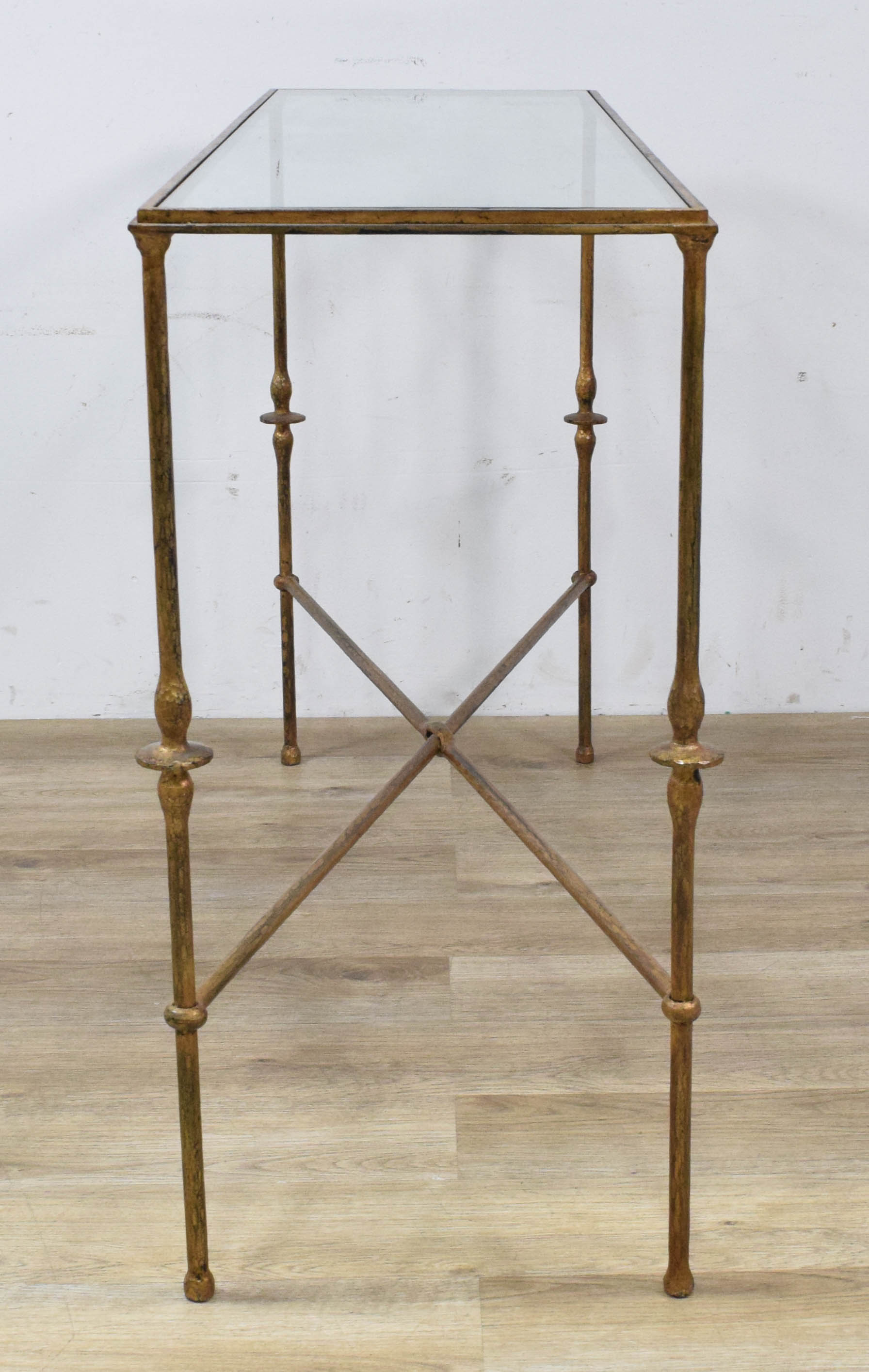 Glass Top Gilt Metal Console Table