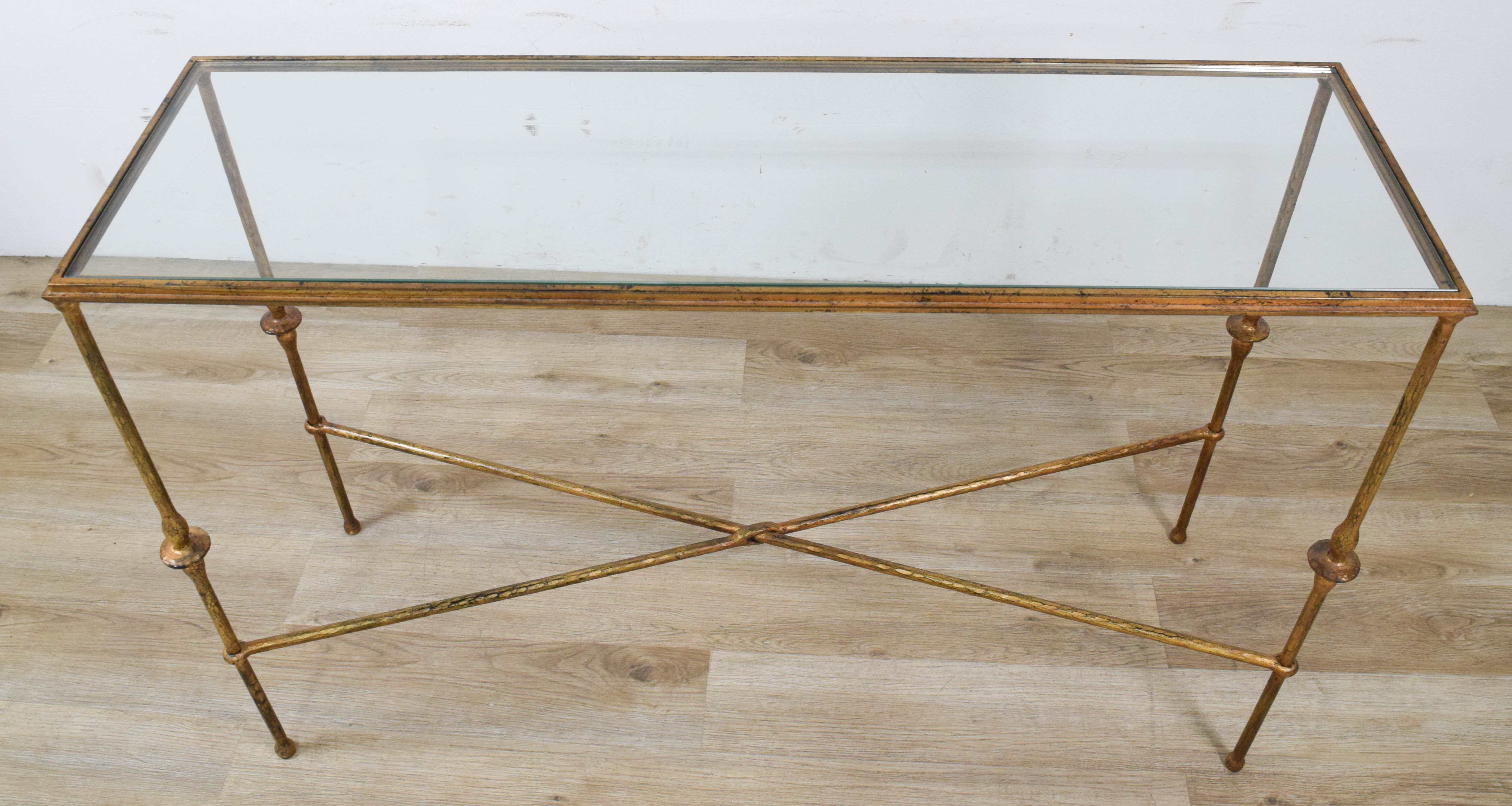 Glass Top Gilt Metal Console Table