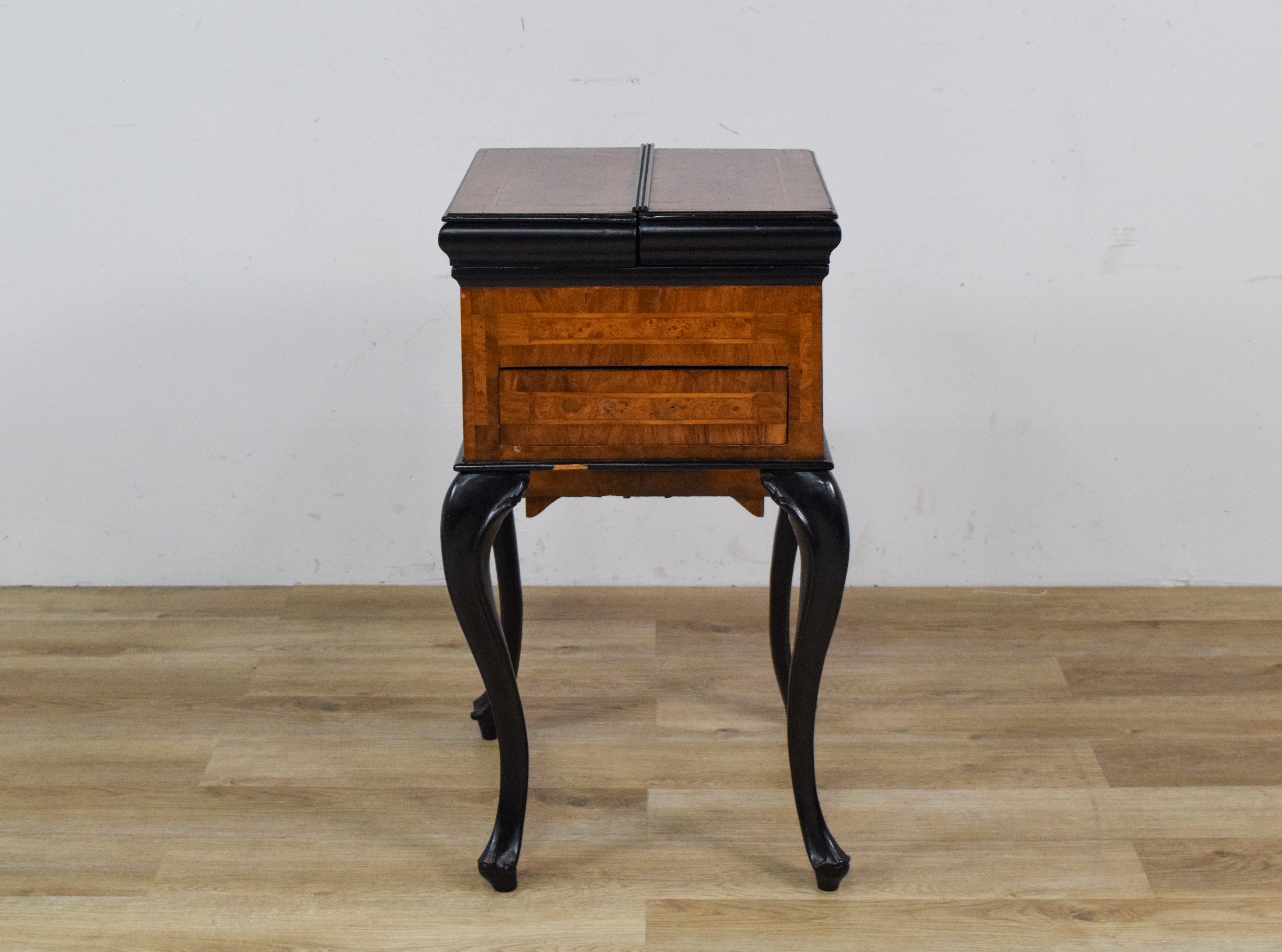 Antique Burl Wood and Ebonized Folding Harlequin Washstand