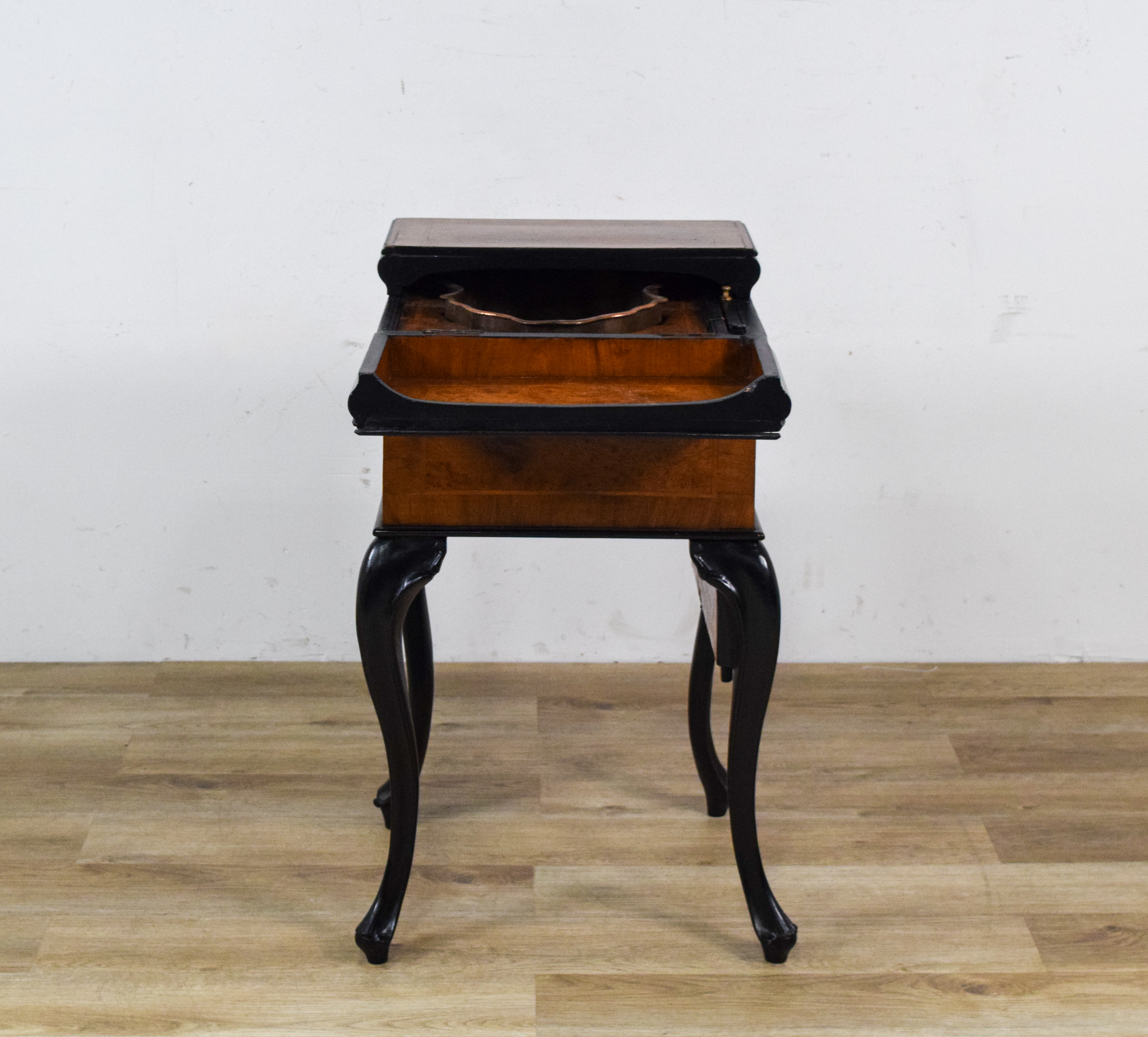 Antique Burl Wood and Ebonized Folding Harlequin Washstand