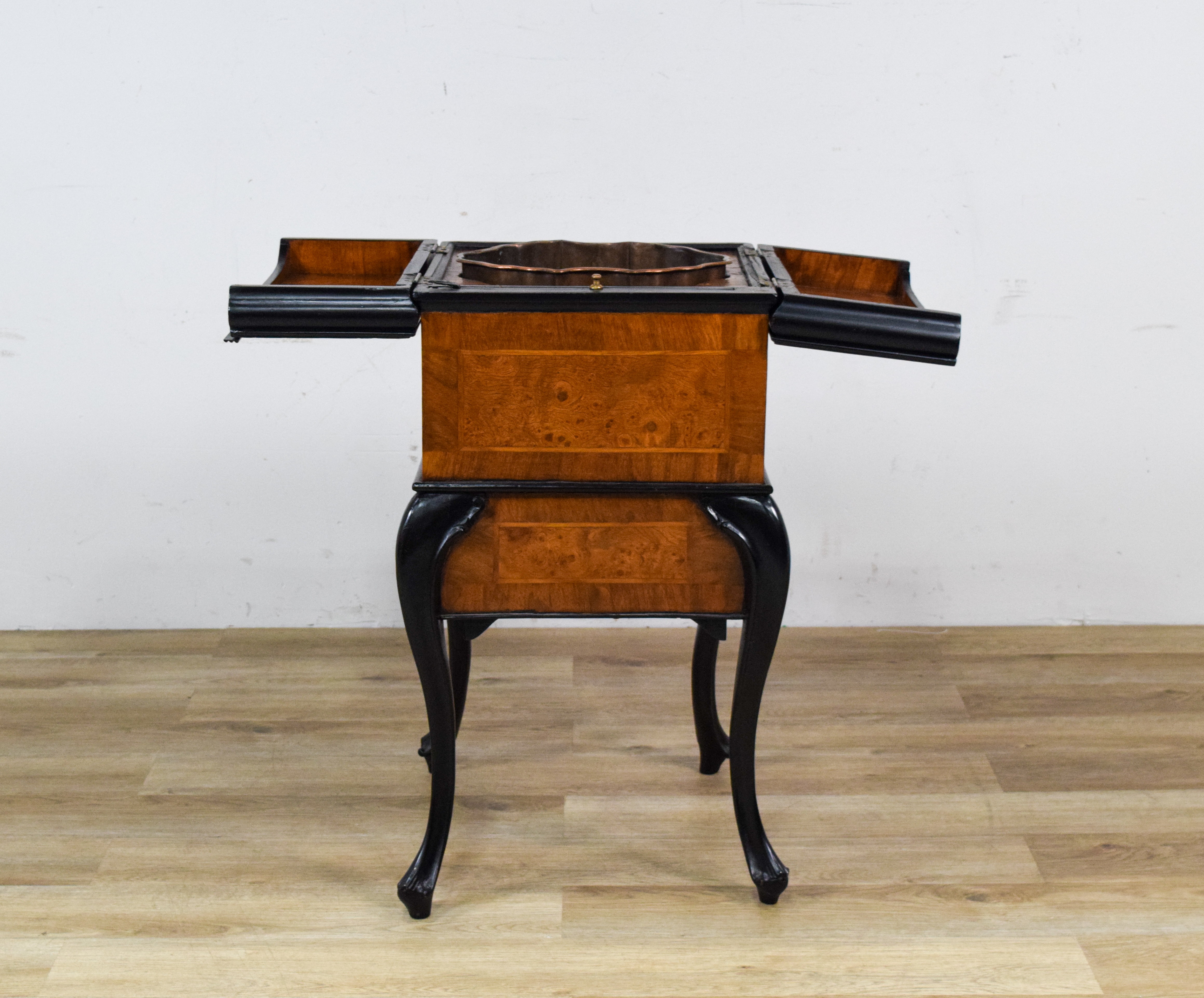 Antique Burl Wood and Ebonized Folding Harlequin Washstand
