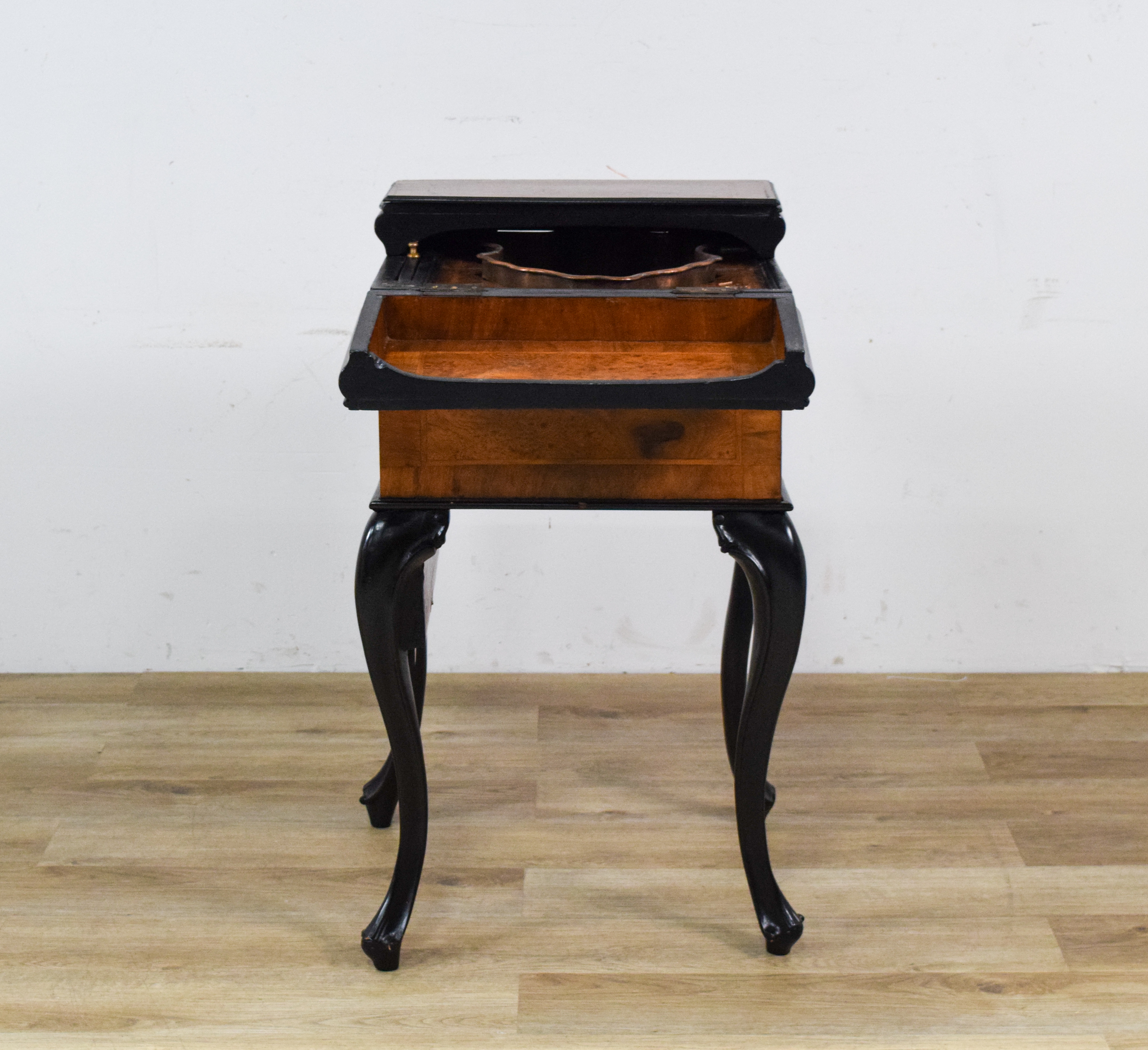 Antique Burl Wood and Ebonized Folding Harlequin Washstand