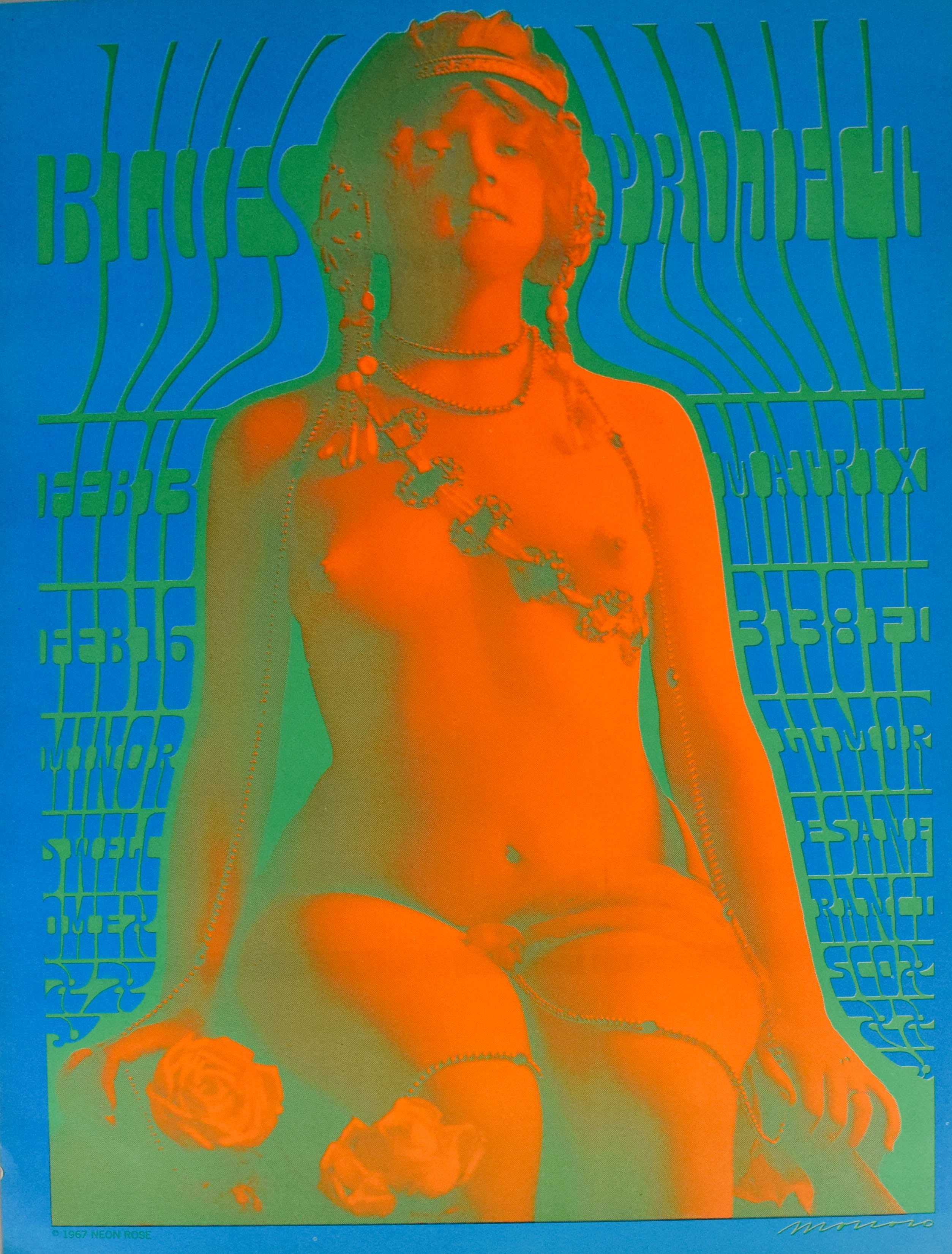 Victor Moscoso Blues Project Matrix Neon Rose NR-6 Concert Poster, 1967 (Second Printing)