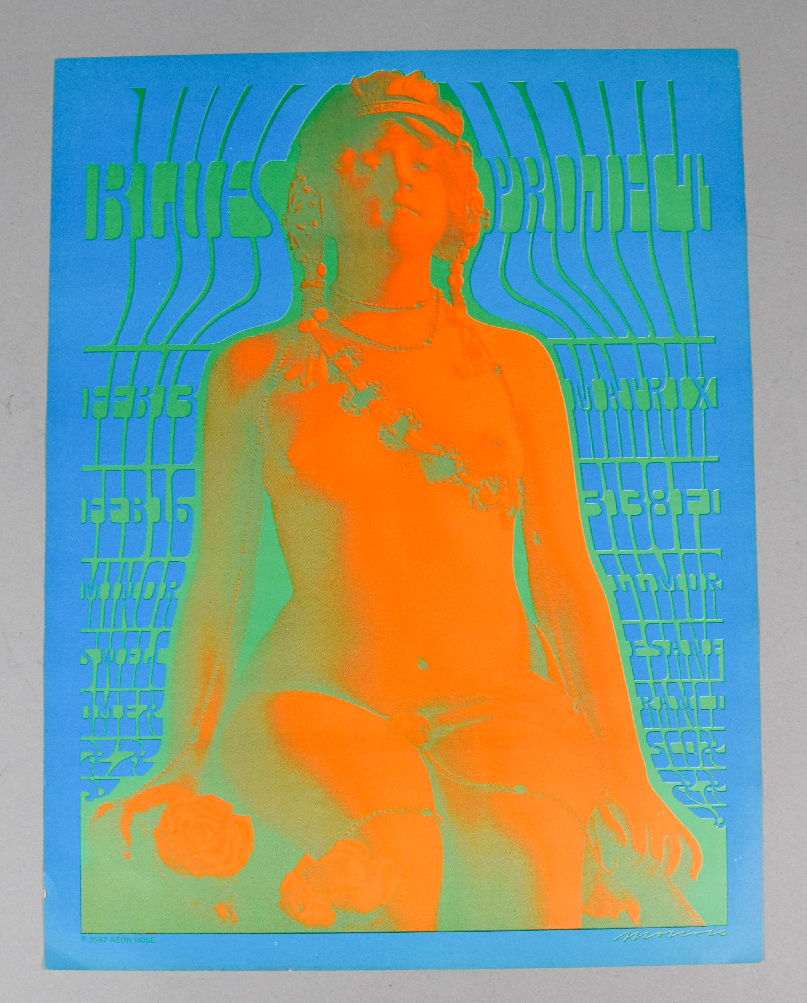 Victor Moscoso Blues Project Matrix Neon Rose NR-6 Concert Poster, 1967 (Second Printing)