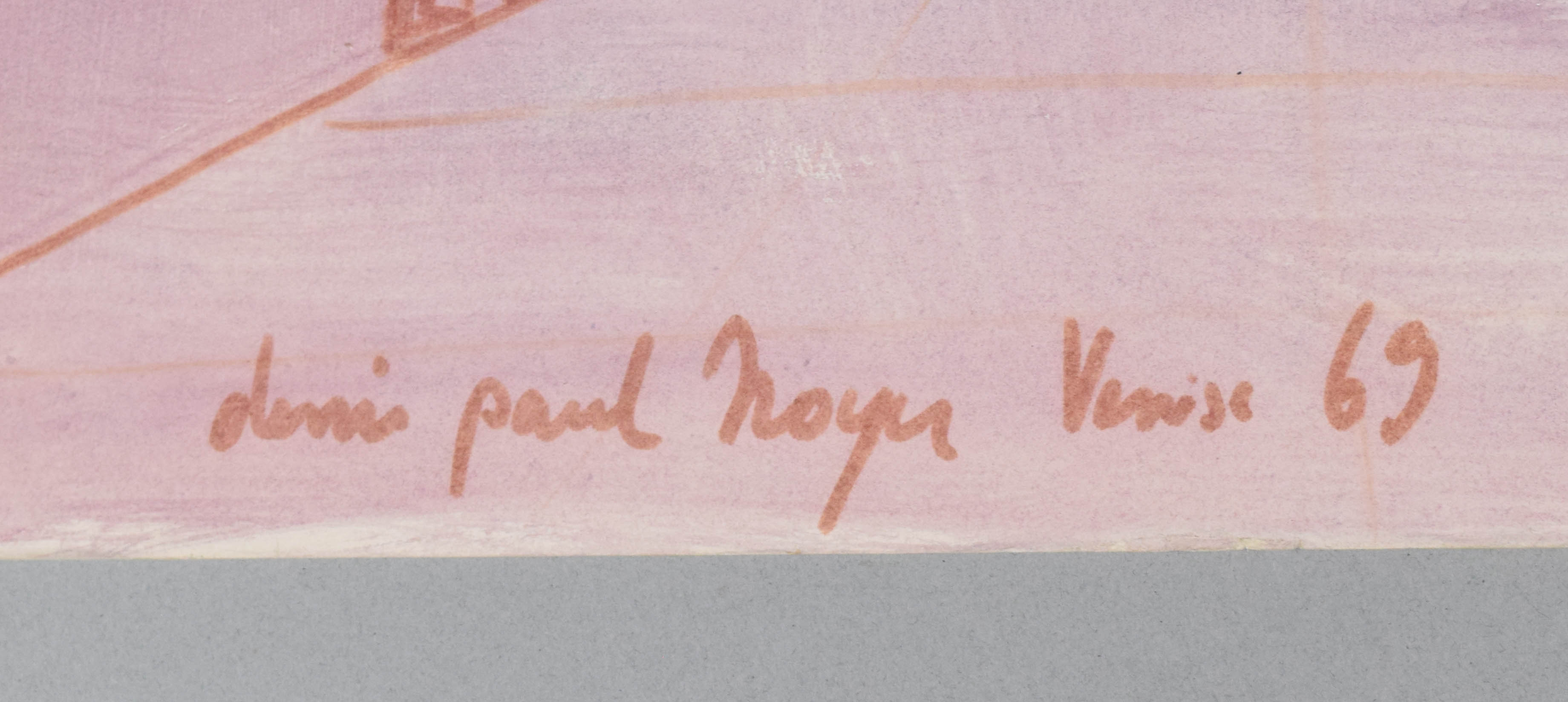Denis-Paul Noyer, Venice Canal Scene, Original Watercolor and Ink, 1969