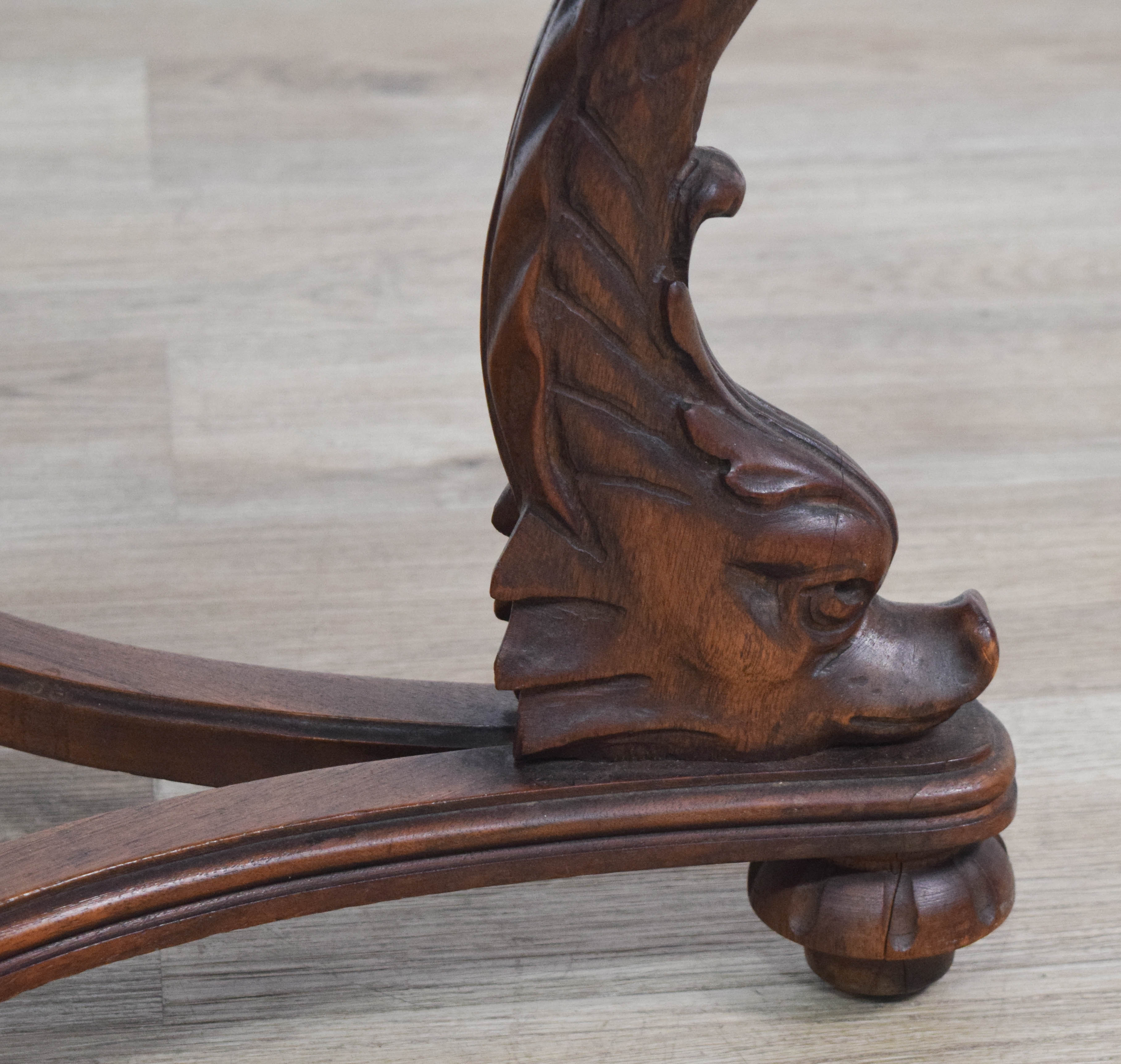 Louis XV Style Portoro Marble Top Occasional Table with Carved Dolphin Base