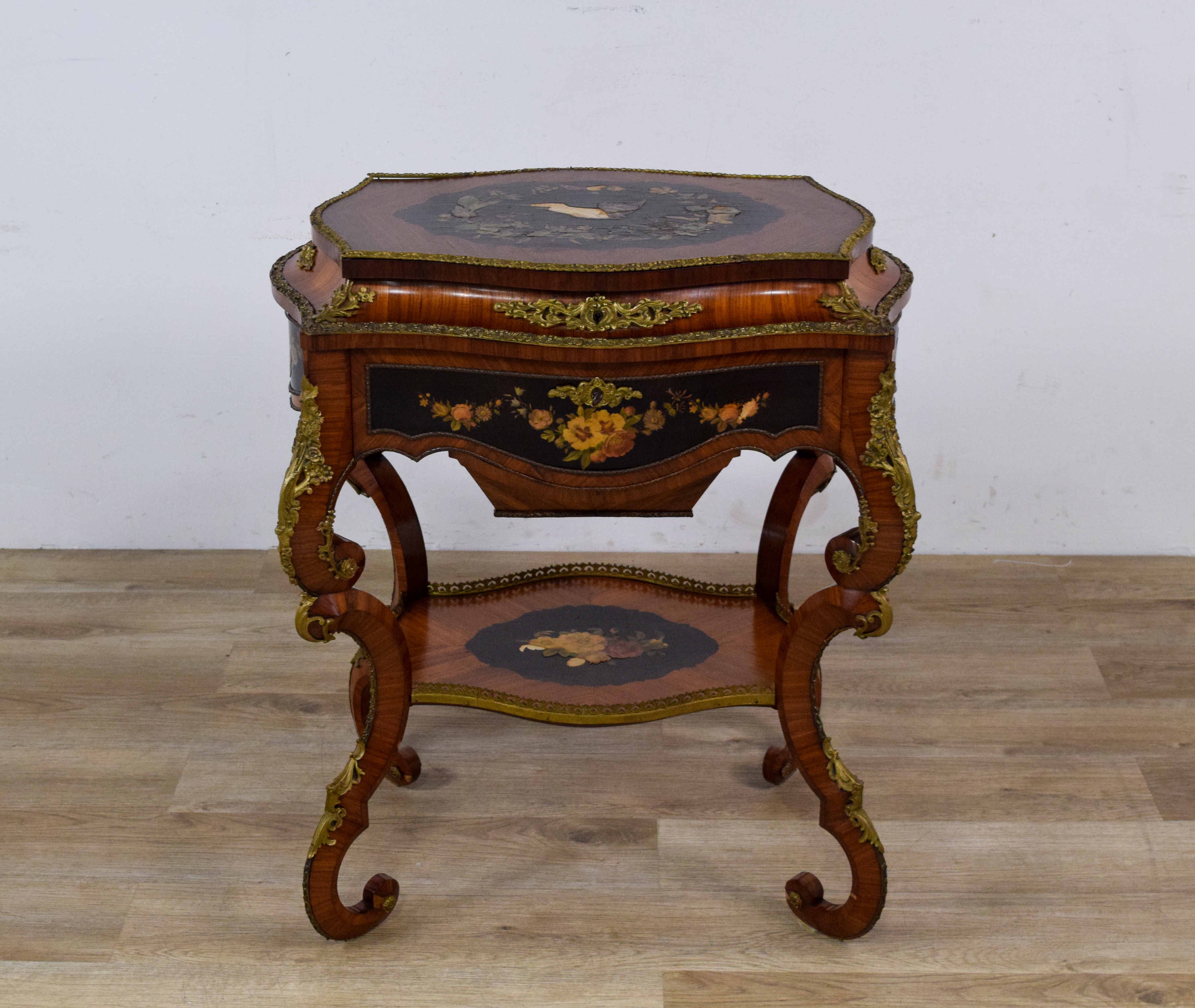 Napoleon III Style Gilt-Metal Mounted Marquetry Dressing Table