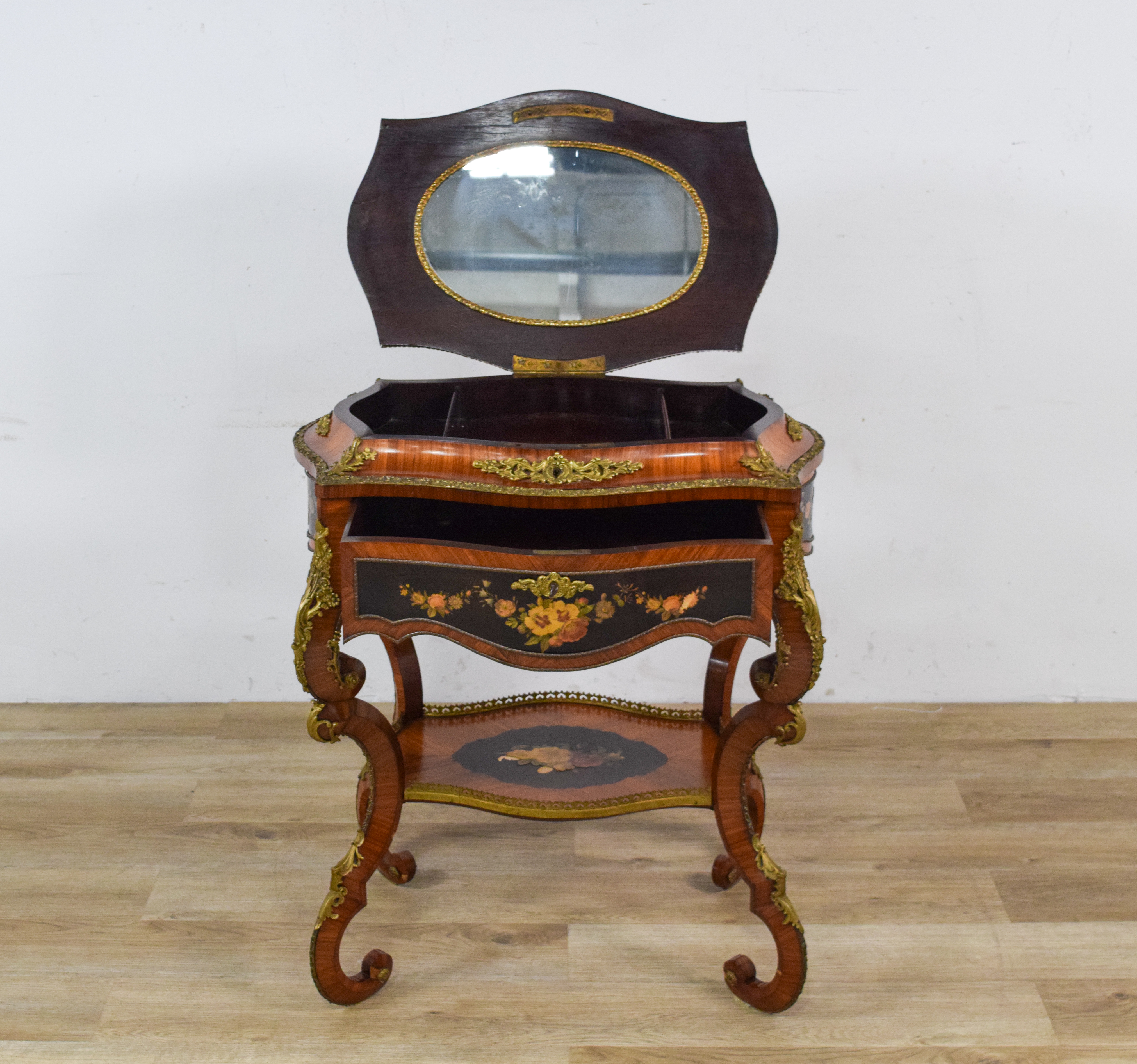 Napoleon III Style Gilt-Metal Mounted Marquetry Dressing Table