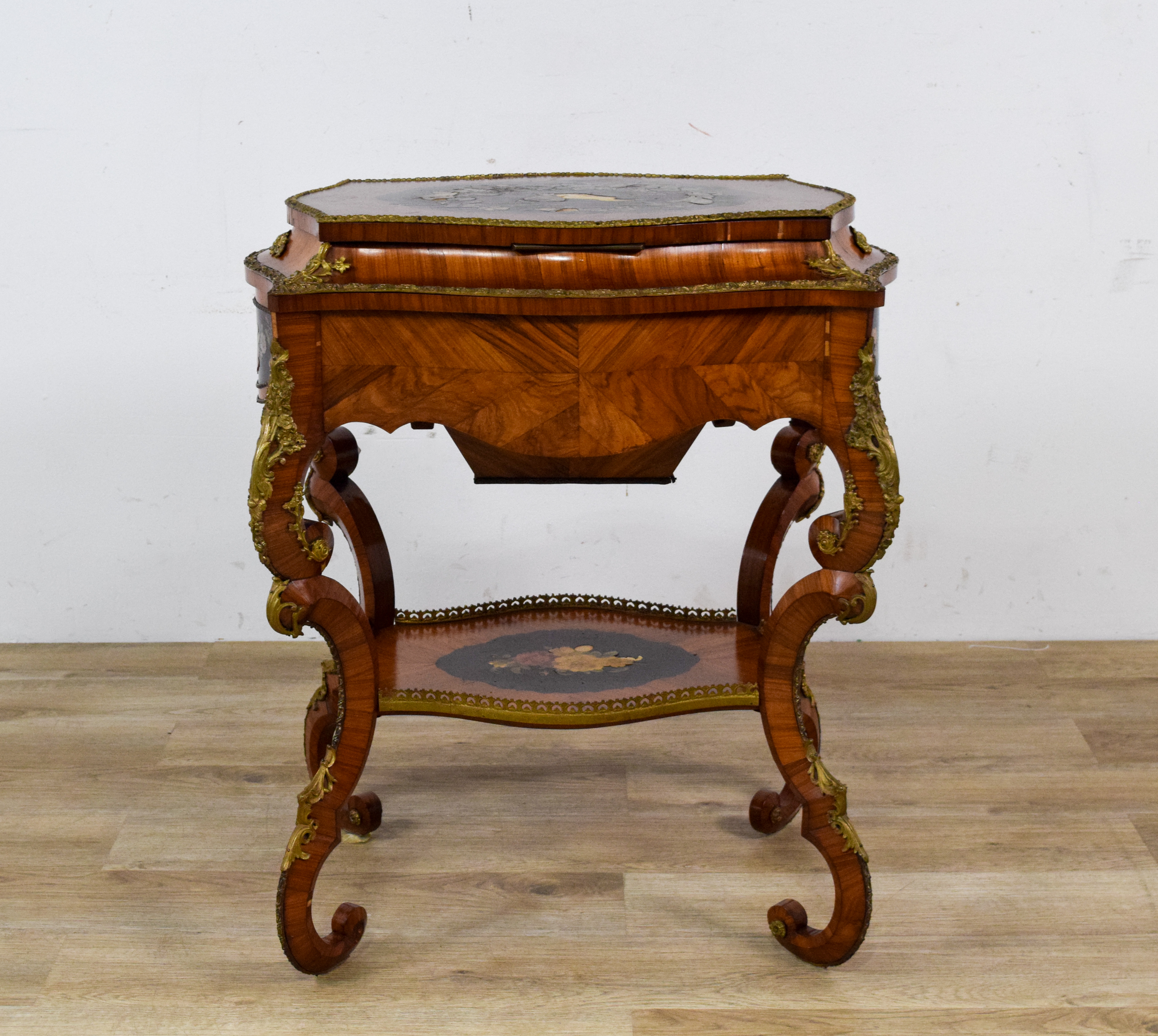 Napoleon III Style Gilt-Metal Mounted Marquetry Dressing Table