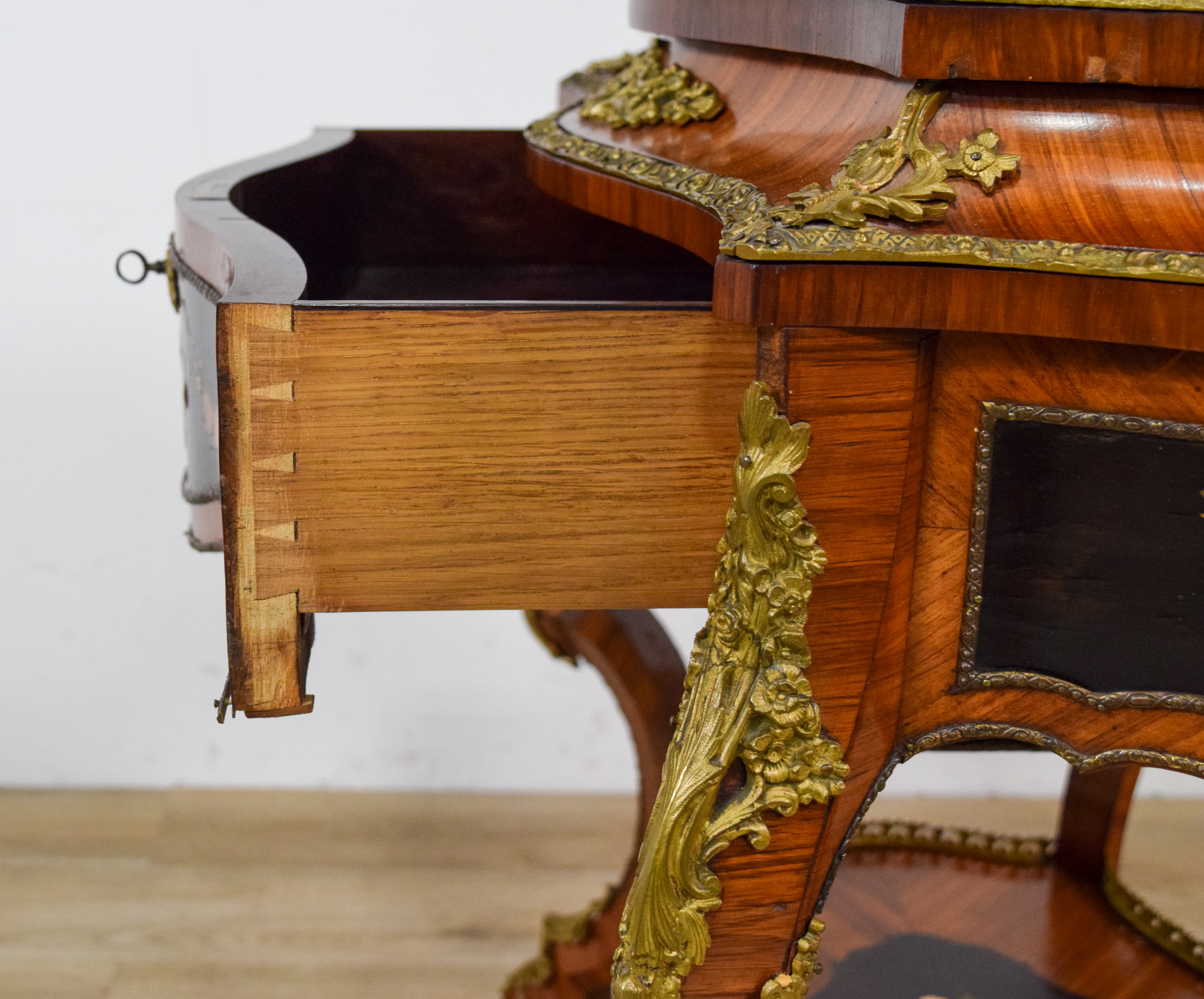 Napoleon III Style Gilt-Metal Mounted Marquetry Dressing Table